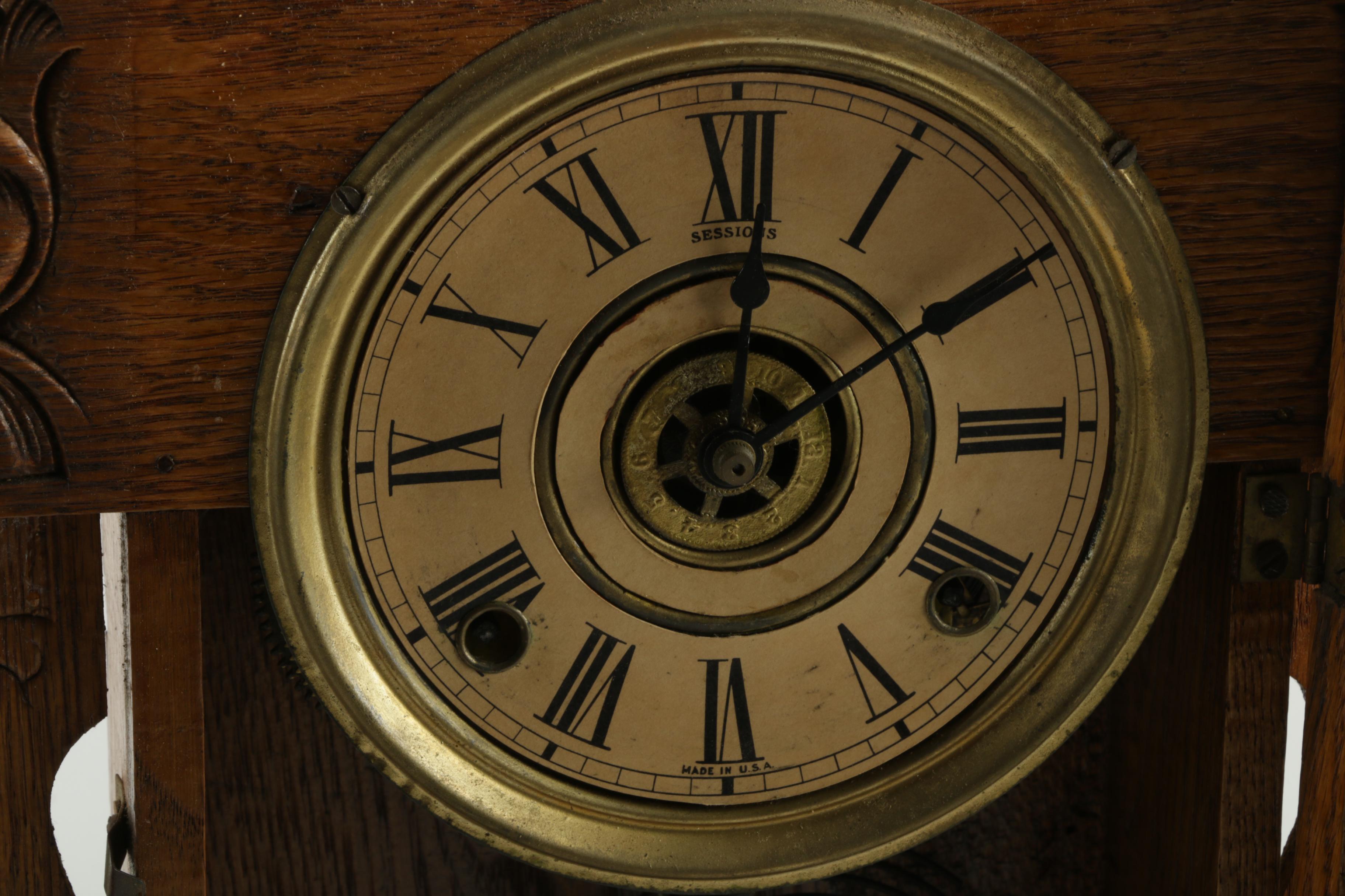 Sessions Carved Gingerbread Pendulum Mantel Clock