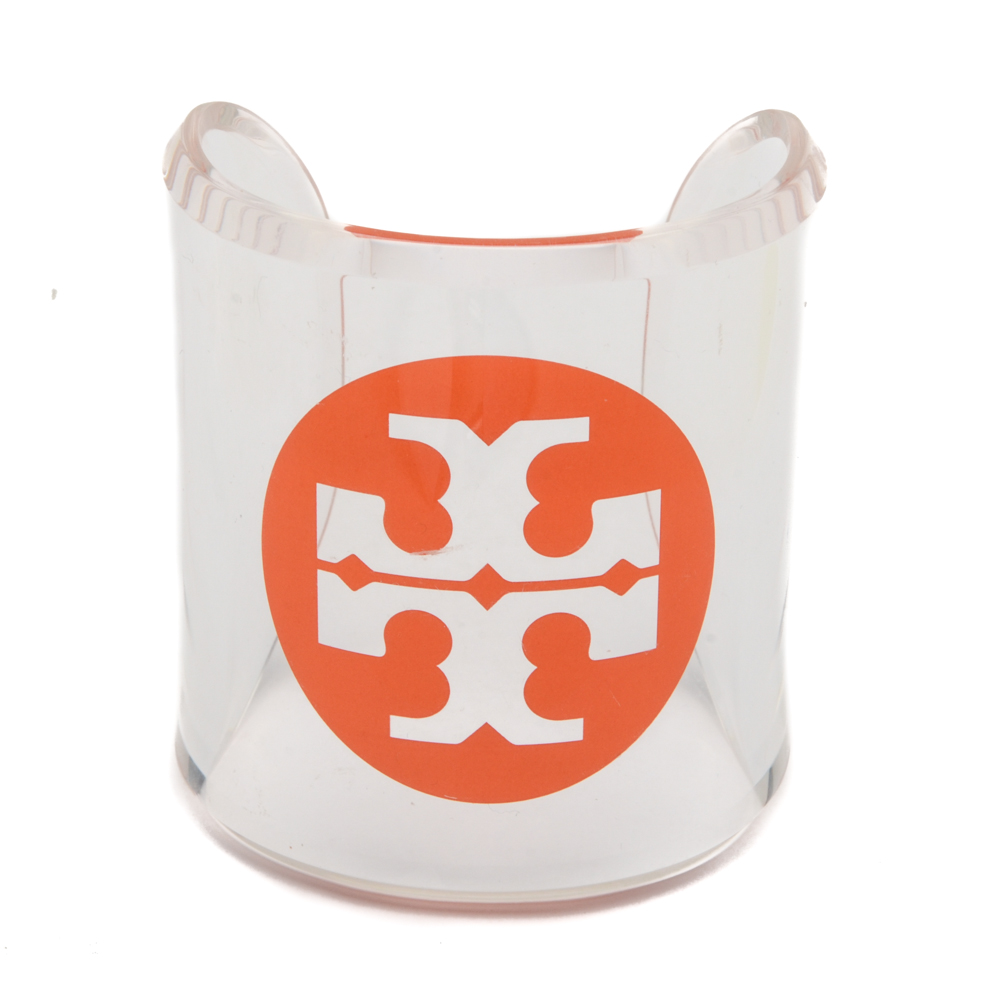 Tory Burch Wide Lucite Cuff Bracelet with Logo