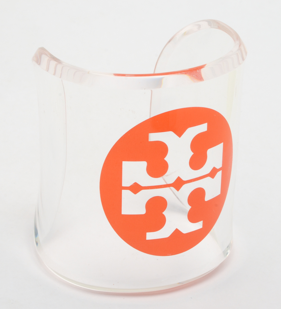 Tory Burch Wide Lucite Cuff Bracelet with Logo