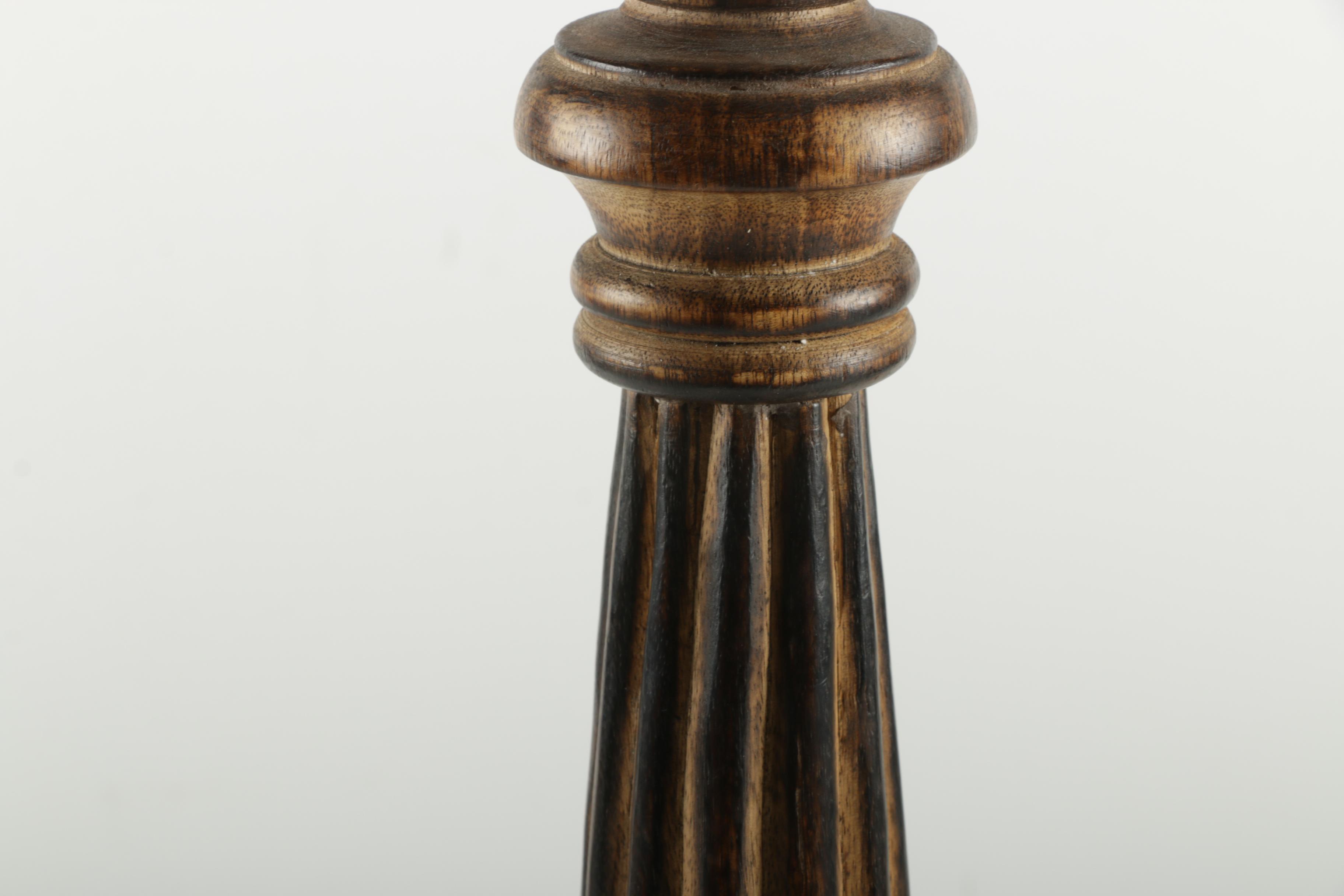 Pair of Wooden Column Candle Holders