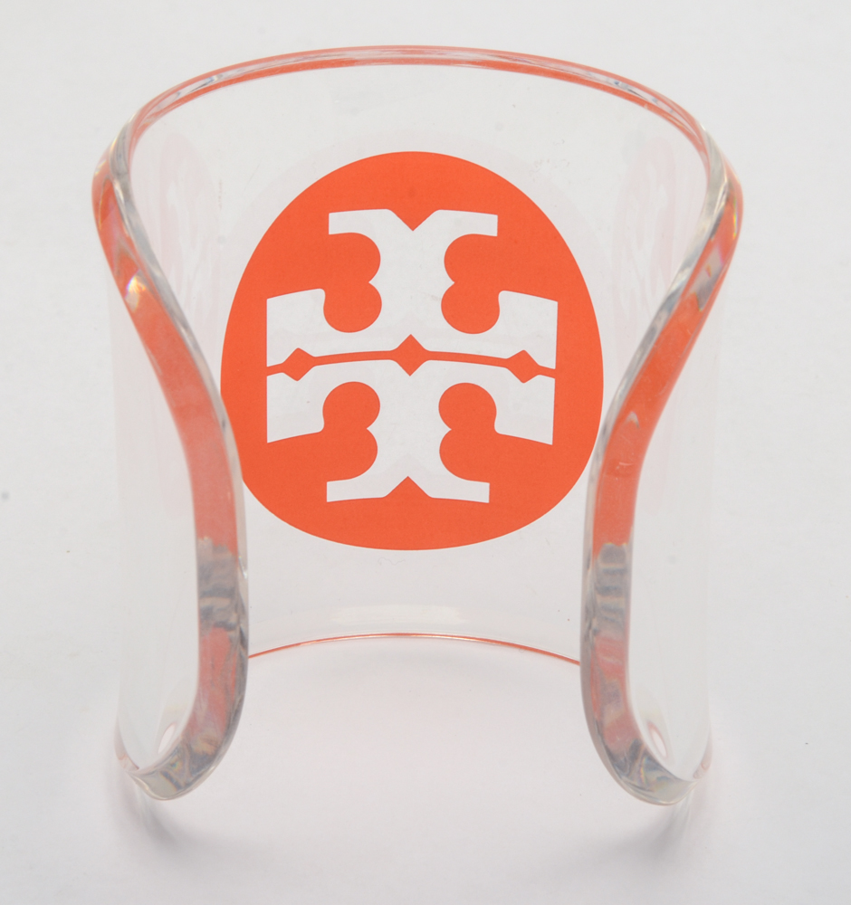 Tory Burch Wide Lucite Cuff Bracelet with Logo