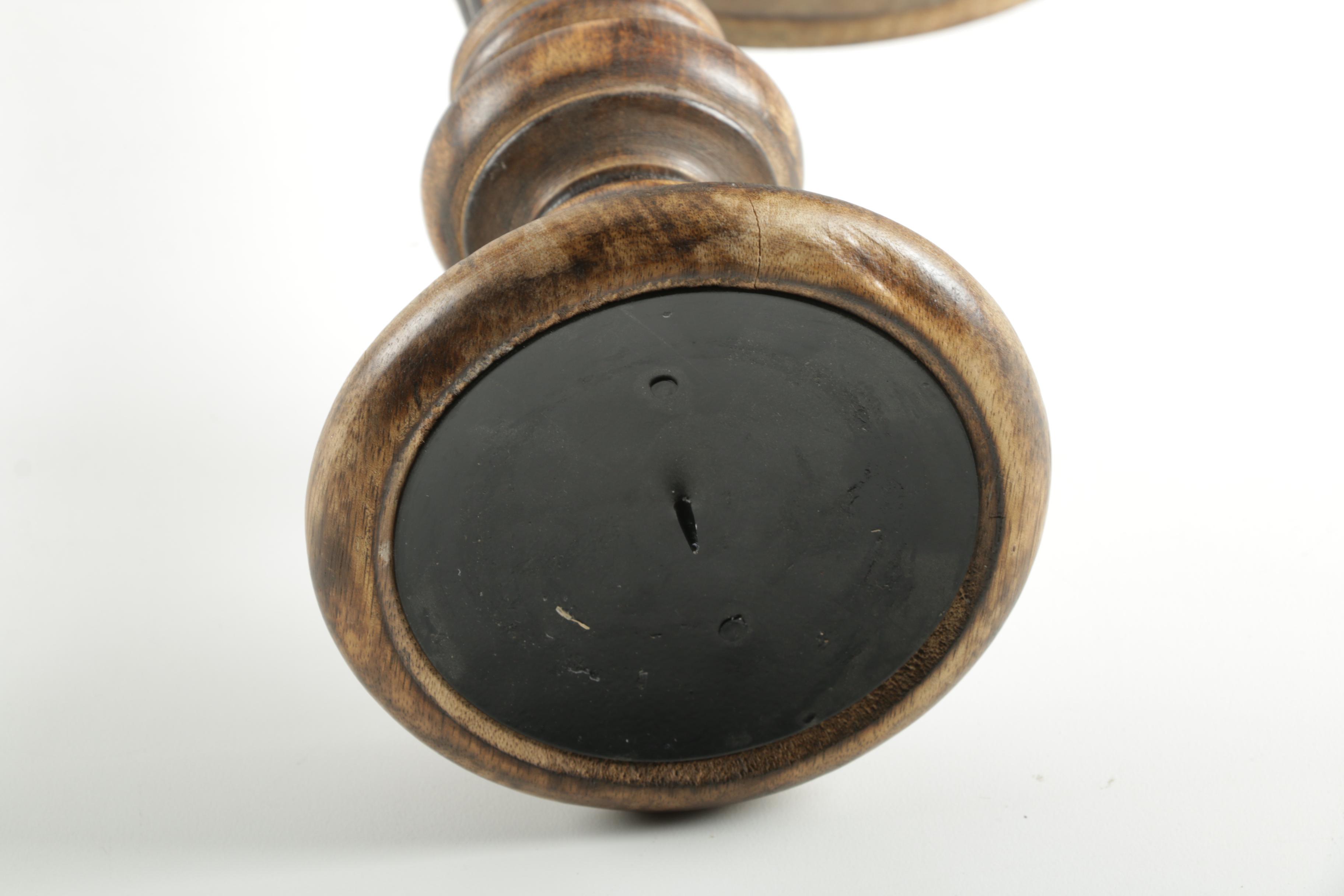 Pair of Wooden Column Candle Holders