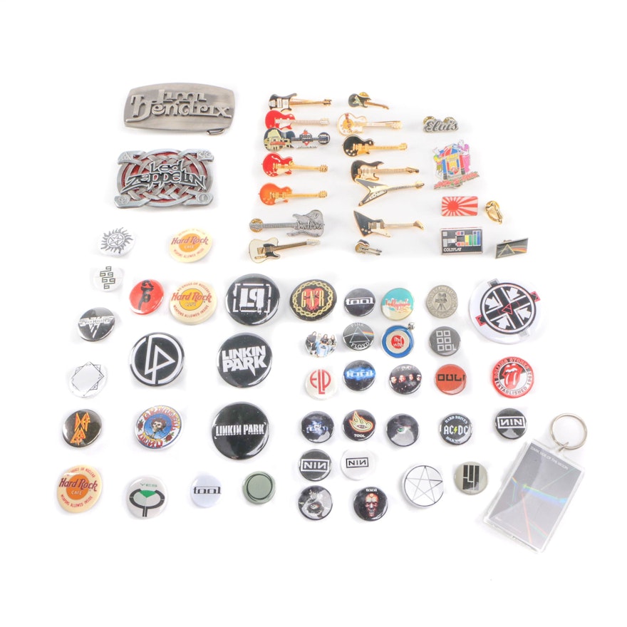 Rock and Roll Buckles, Buttons, and Pinbacks