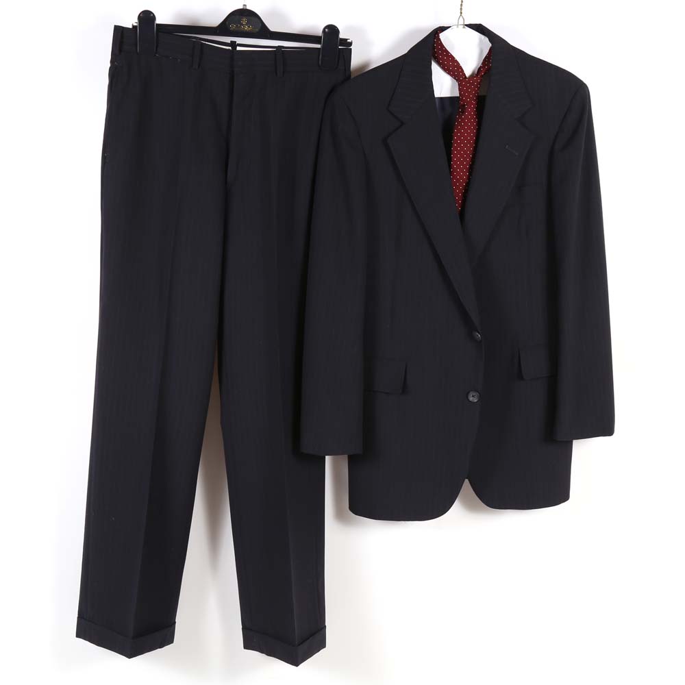 Men's Navy Blue Wool Pinstripe Suit by Britches of Georgetown