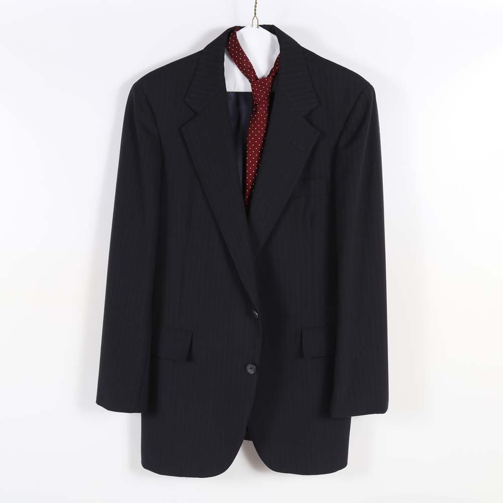 Men's Navy Blue Wool Pinstripe Suit by Britches of Georgetown