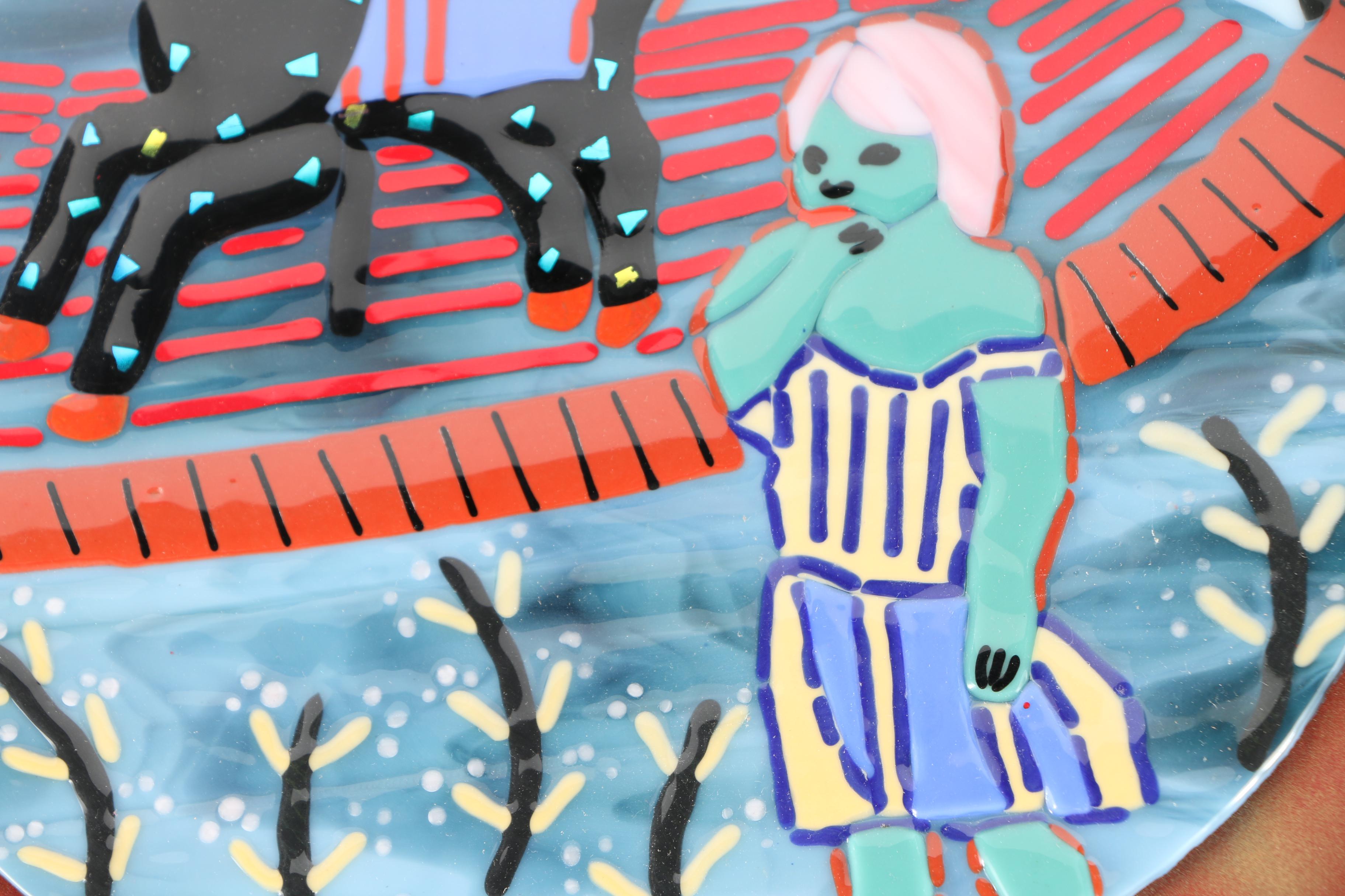 Dawn Adams and Dale Steffey Signed Art Glass "Carousel Dream"