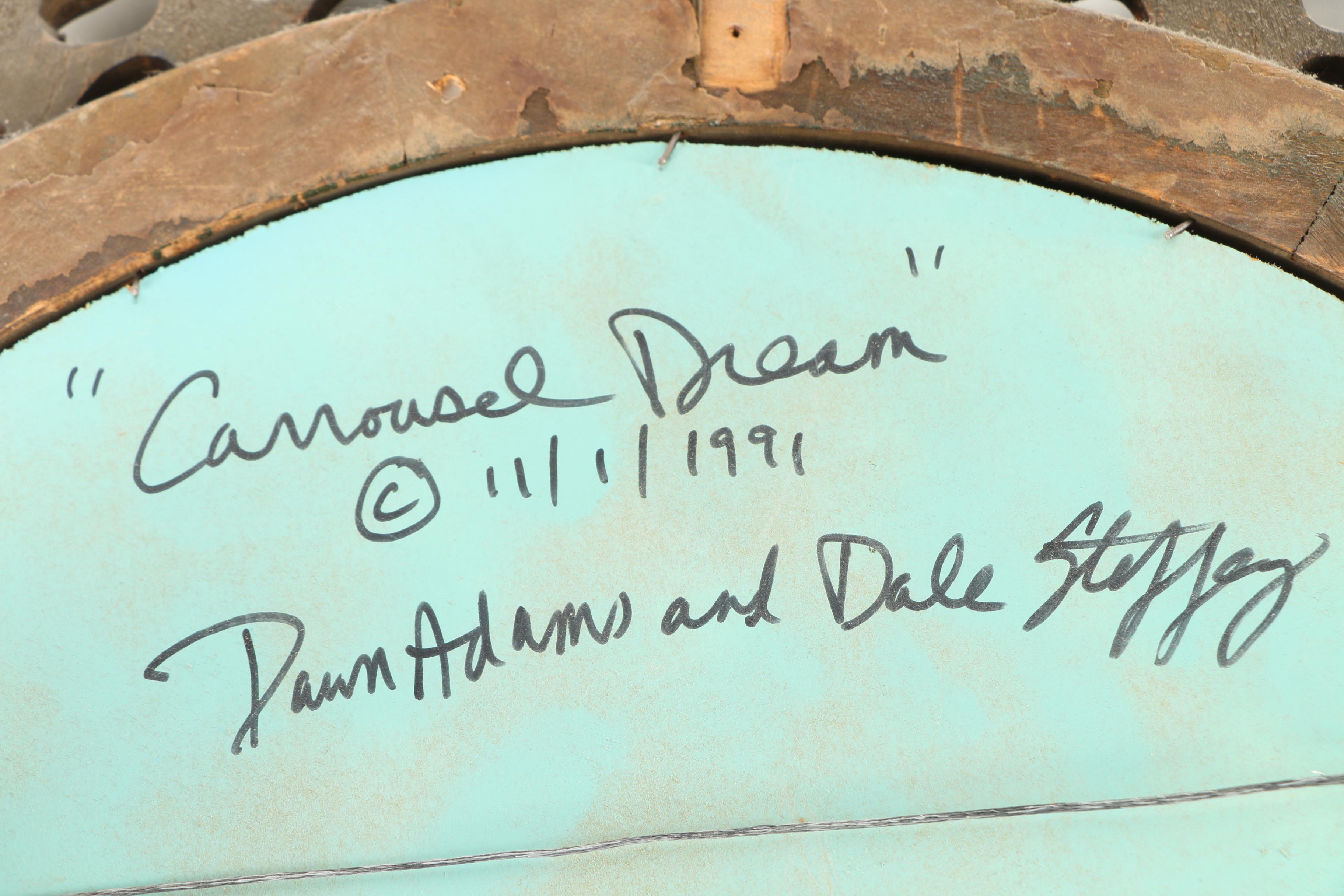 Dawn Adams and Dale Steffey Signed Art Glass "Carousel Dream"