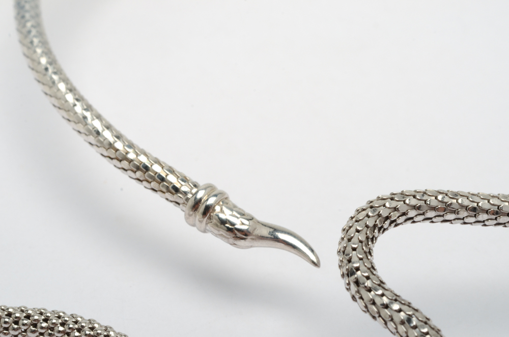 Dyadema Textured Sterling Silver Snake Choker and Cuff