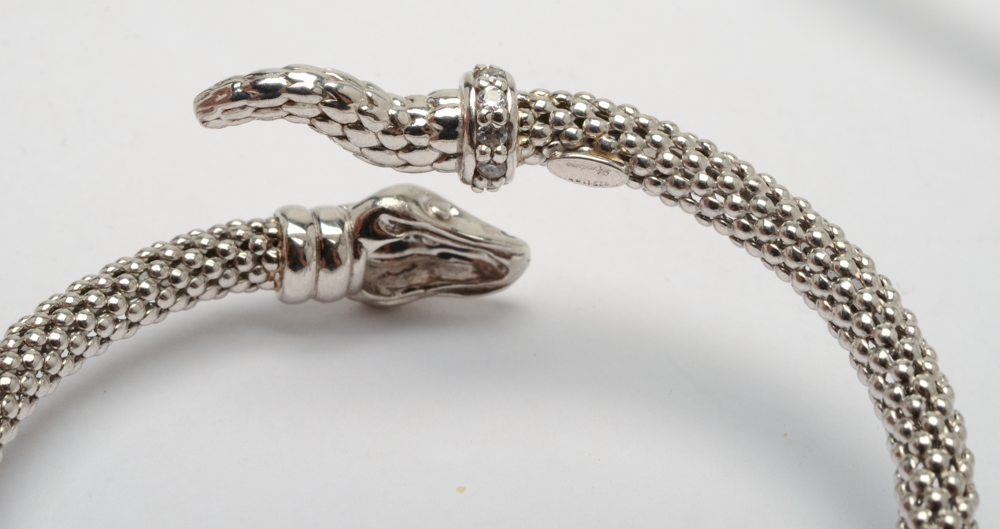 Dyadema Textured Sterling Silver Snake Choker and Cuff
