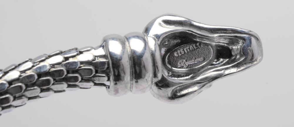 Dyadema Textured Sterling Silver Snake Choker and Cuff