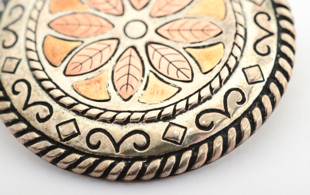 Carolyn Pollack Relios Sterling Silver and 14K Gold Medallion Pendant