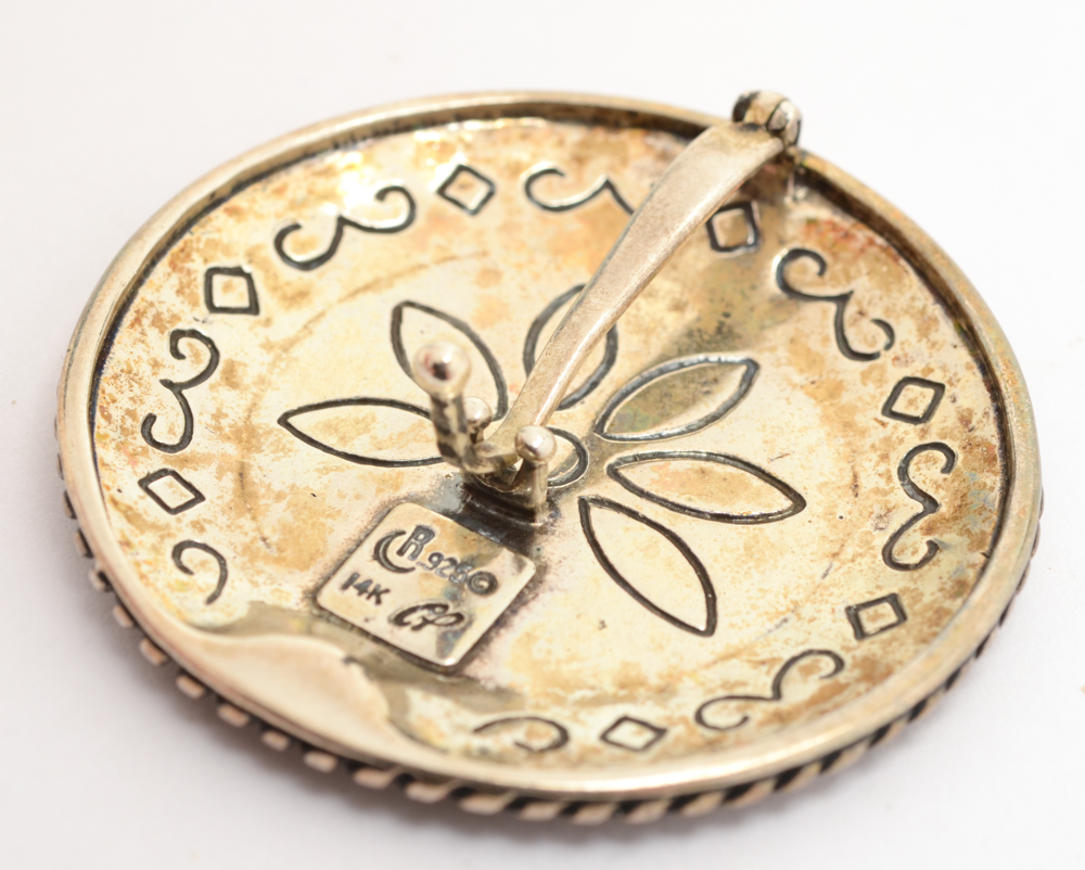 Carolyn Pollack Relios Sterling Silver and 14K Gold Medallion Pendant