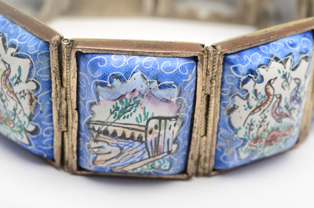 1940s Persian Story Bracelet and Four Sanskrit Medallion Pendants