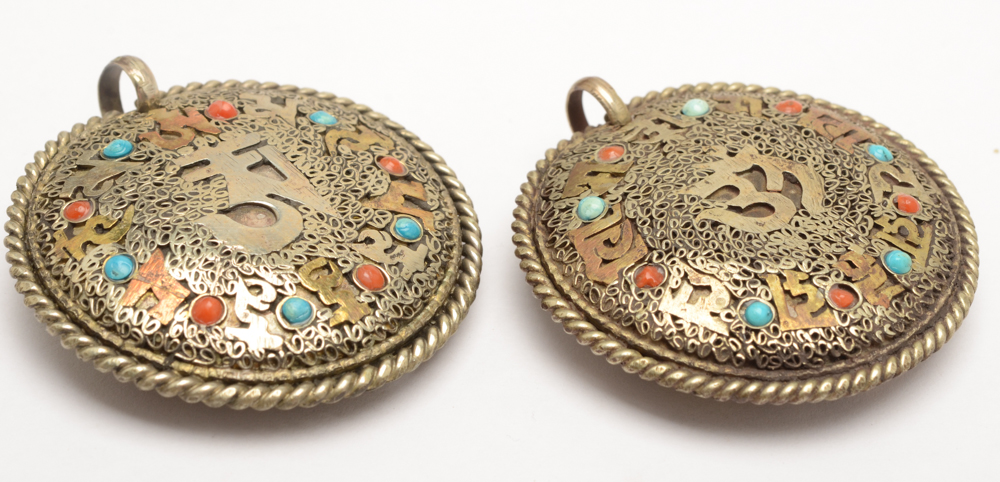 1940s Persian Story Bracelet and Four Sanskrit Medallion Pendants