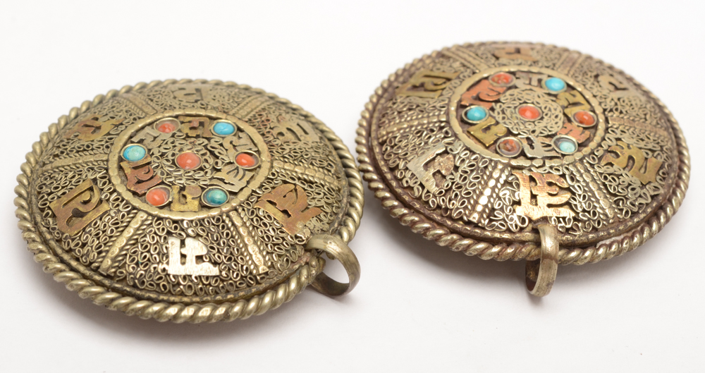 1940s Persian Story Bracelet and Four Sanskrit Medallion Pendants