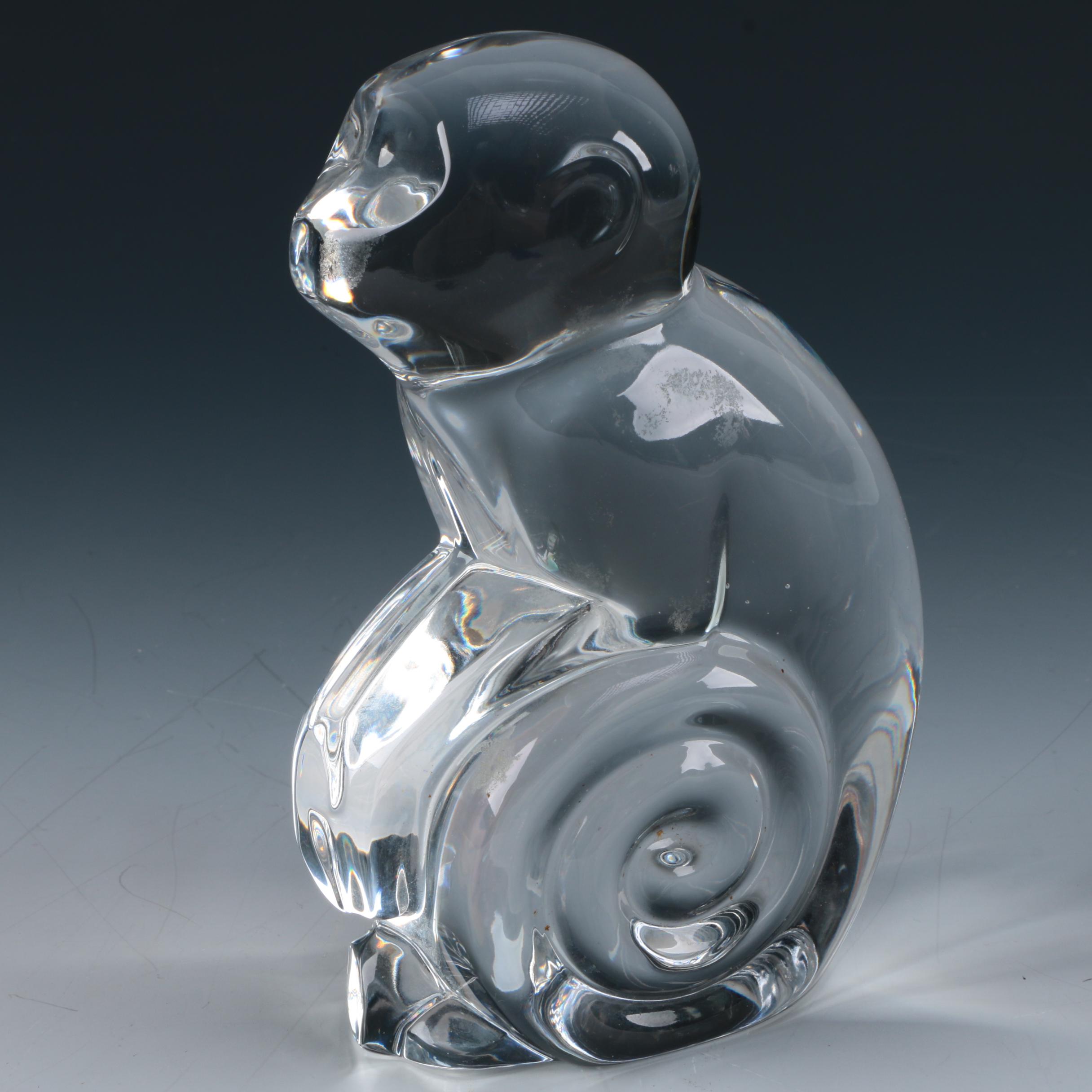 Val St. Lambert Crystal Monkey Figurine
