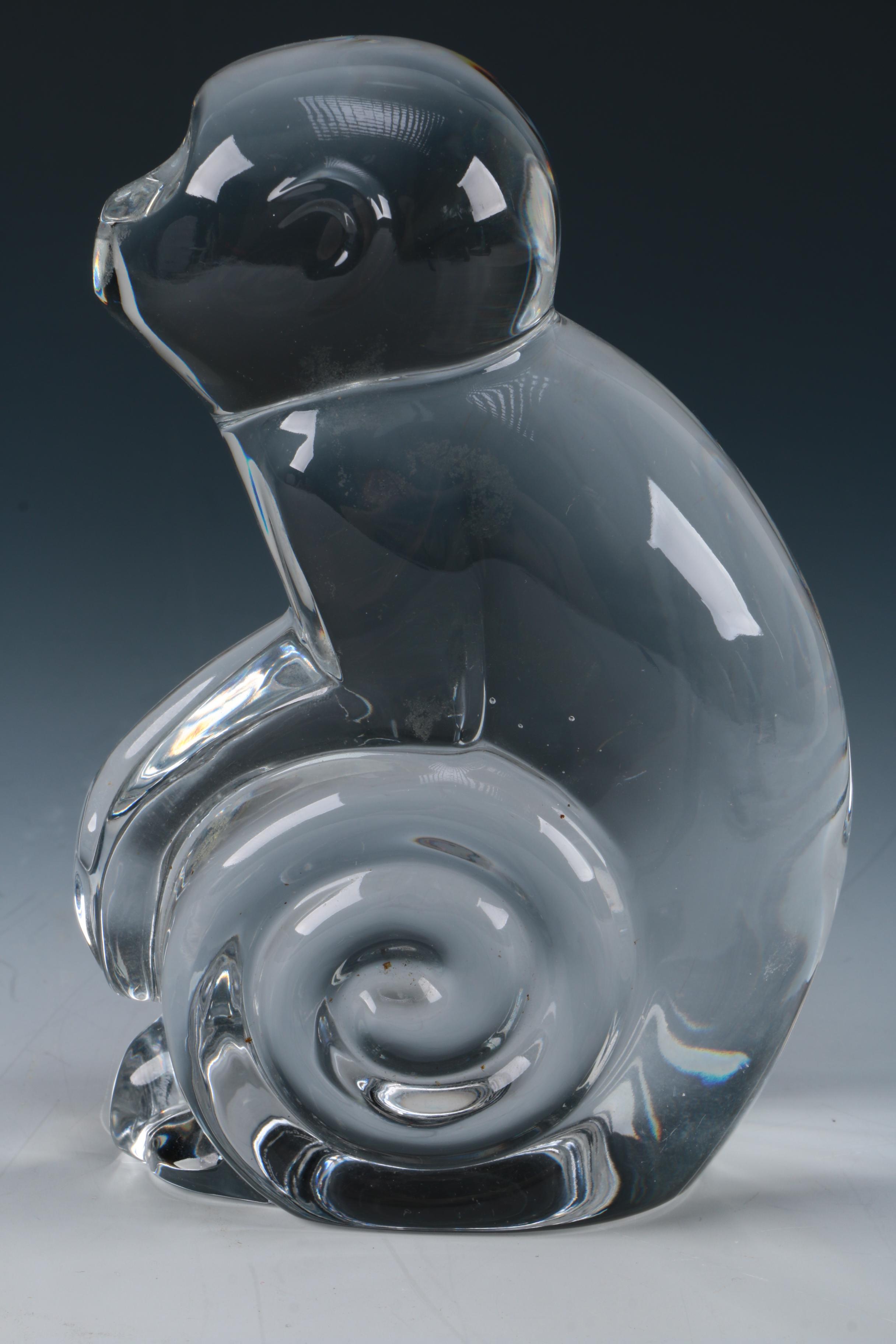 Val St. Lambert Crystal Monkey Figurine
