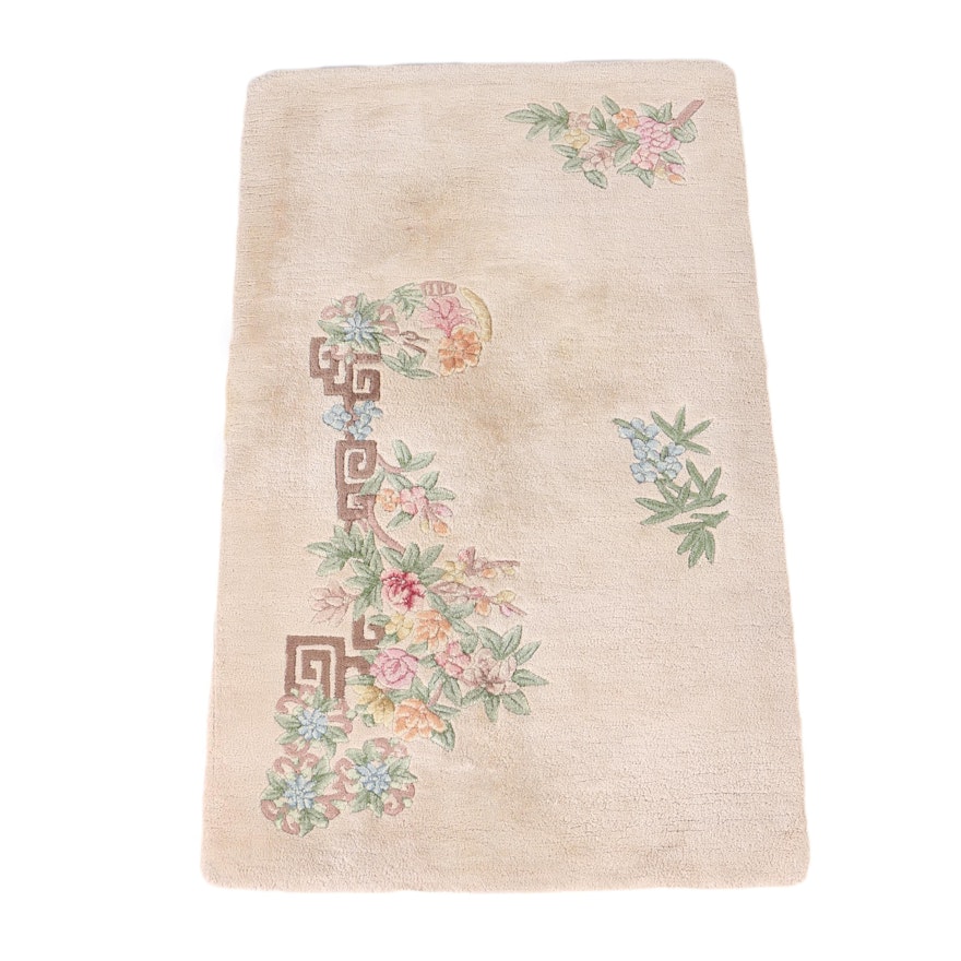 Vintage Hand-Knotted Tai Ping Chinese Wool Accent Rug
