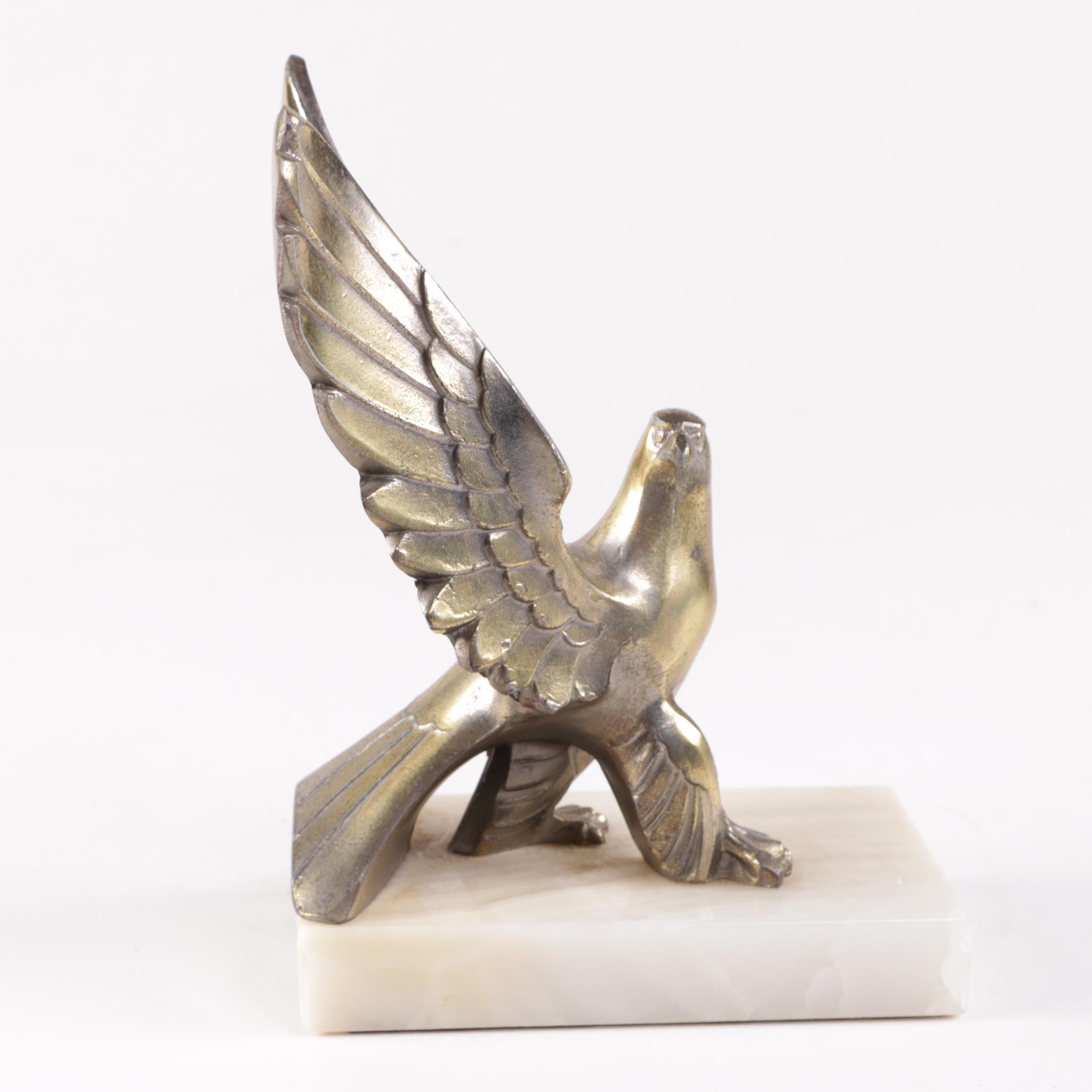 Vintage Brass and Agate Eagle Bookends