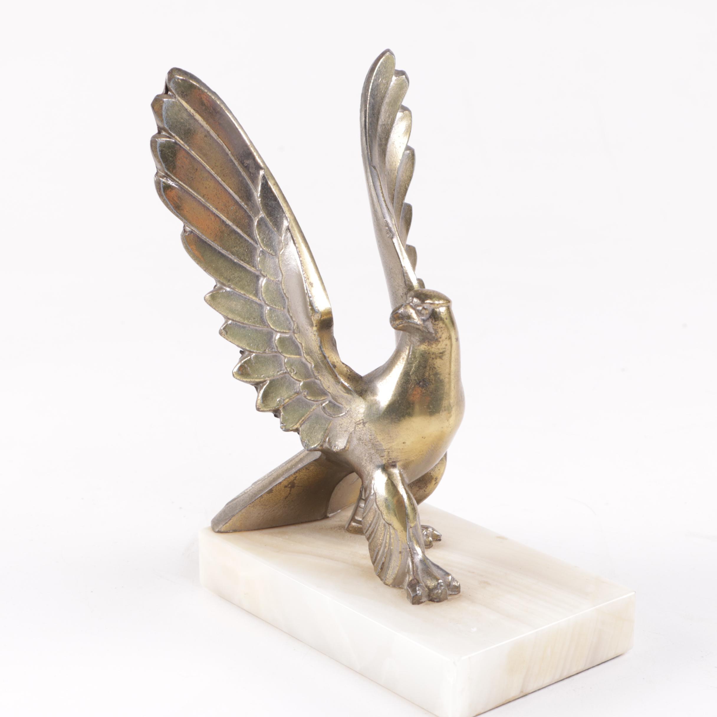 Vintage Brass and Agate Eagle Bookends