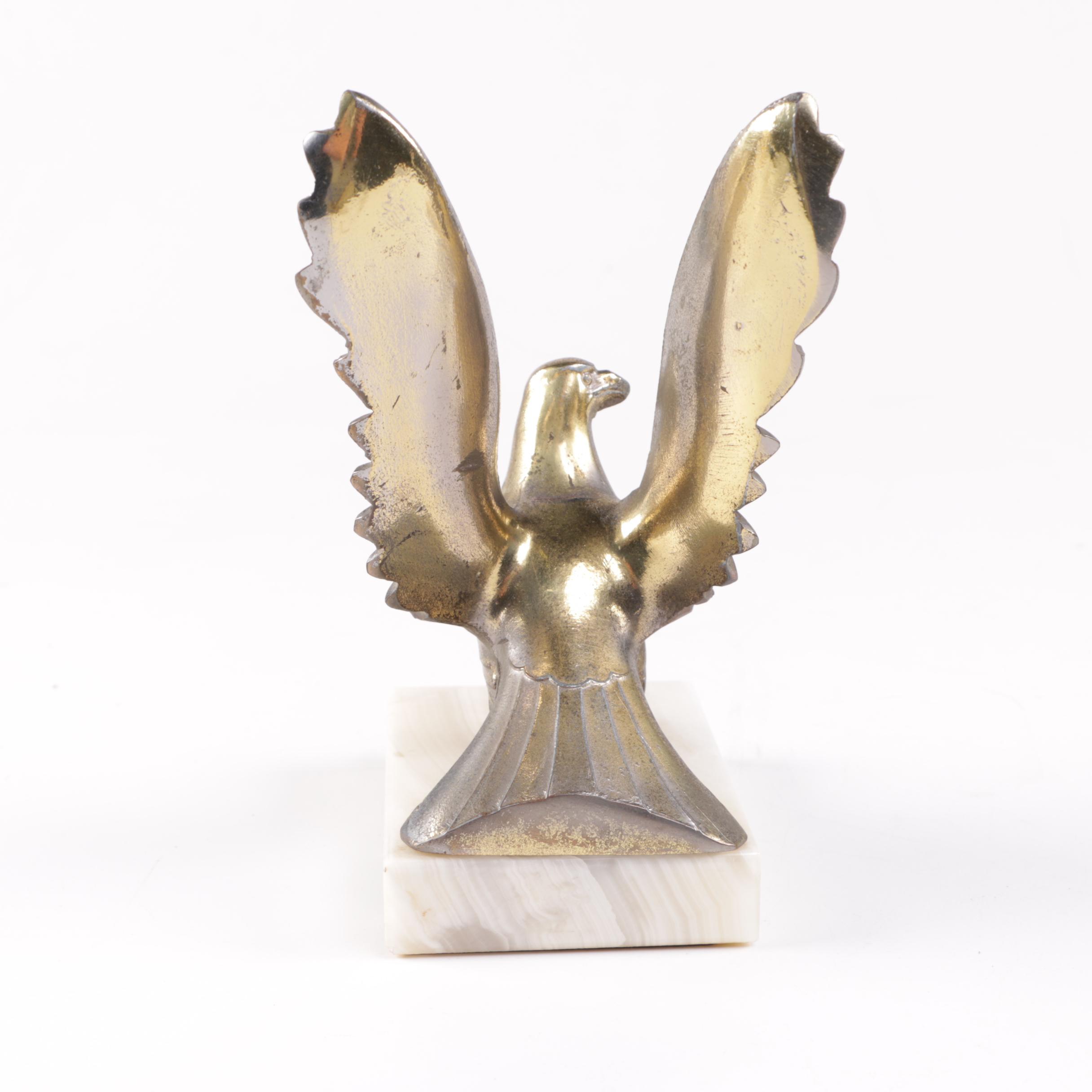Vintage Brass and Agate Eagle Bookends