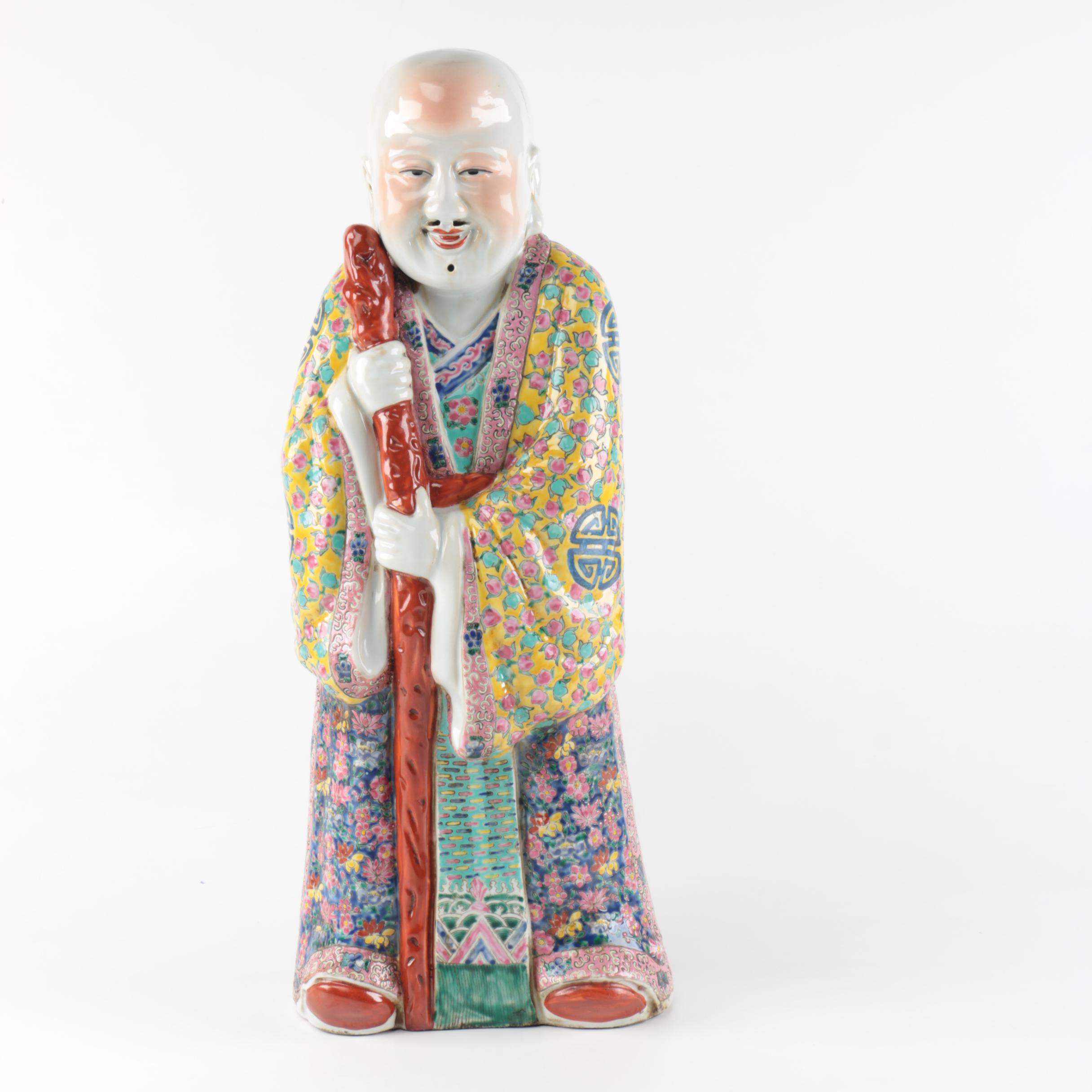 Chinese Ceramic Figurine of the God of Longevity