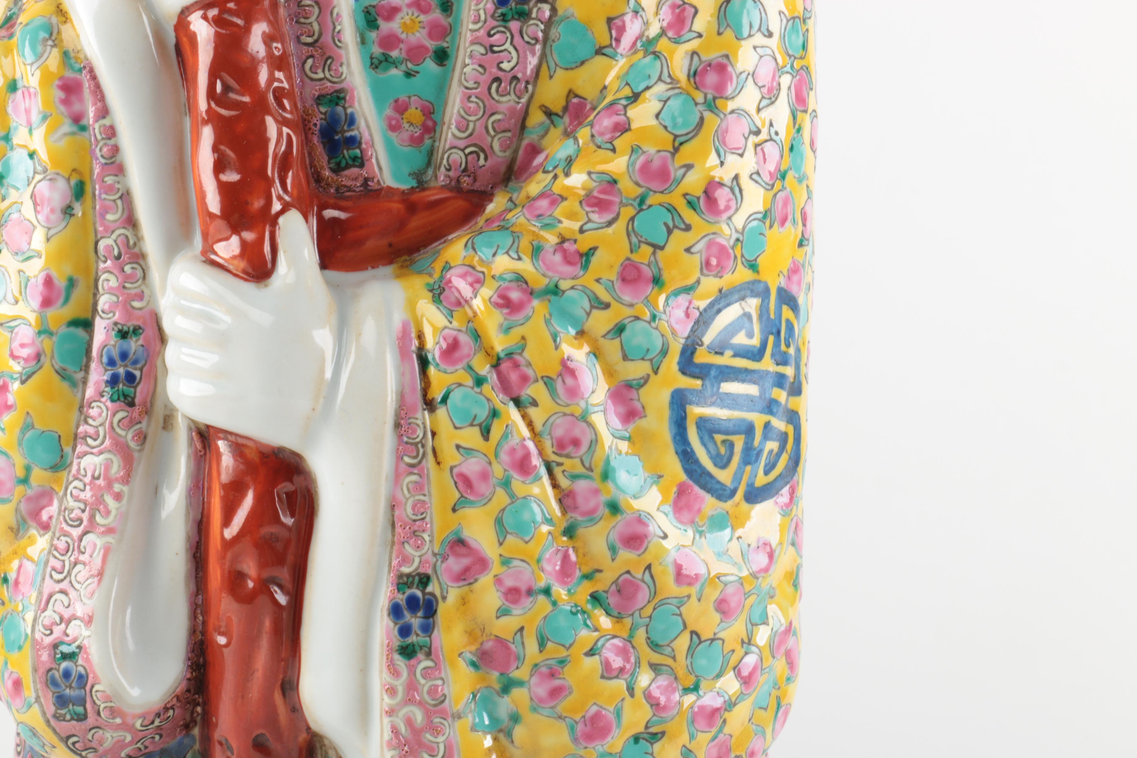 Chinese Ceramic Figurine of the God of Longevity