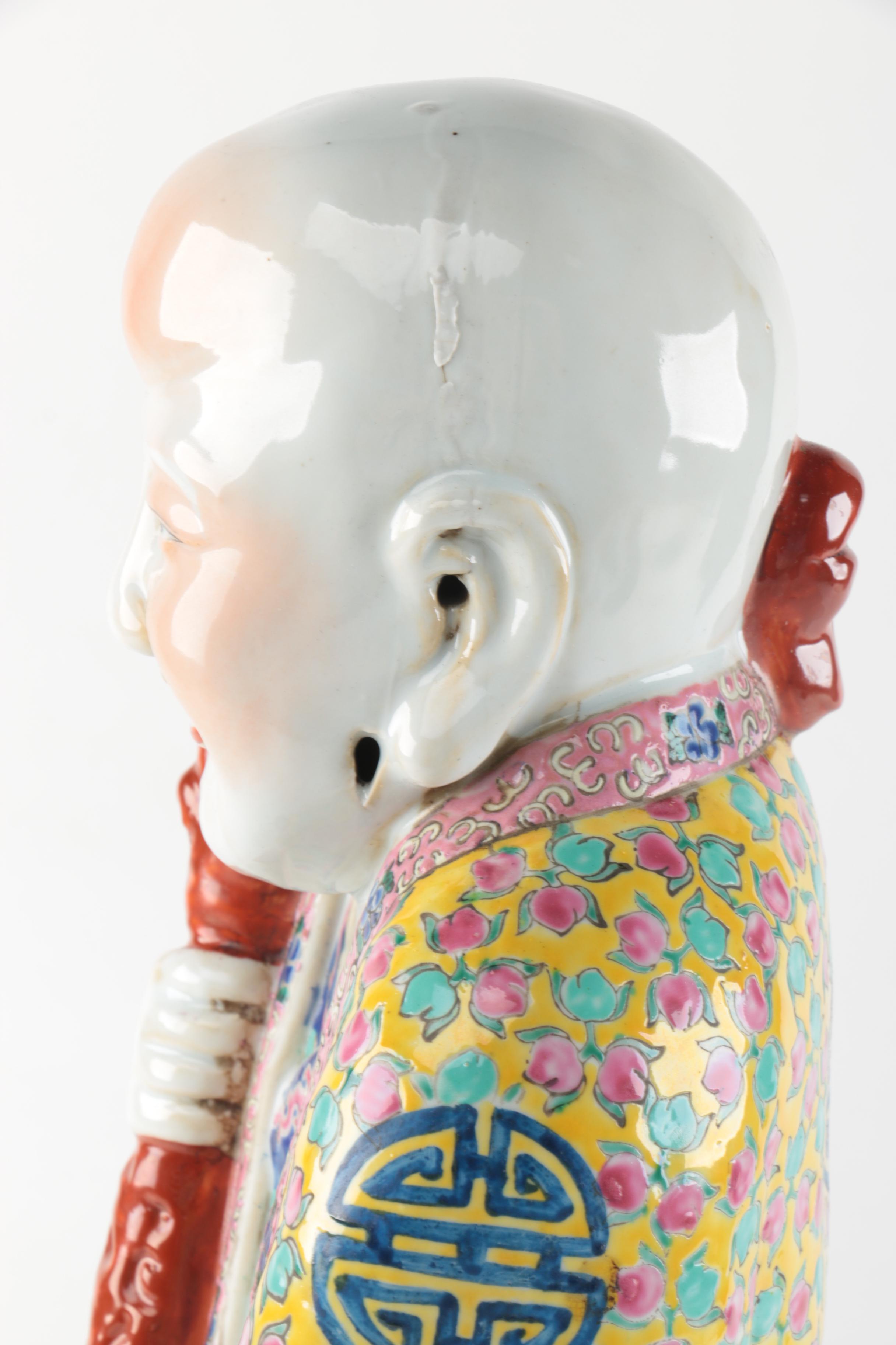 Chinese Ceramic Figurine of the God of Longevity