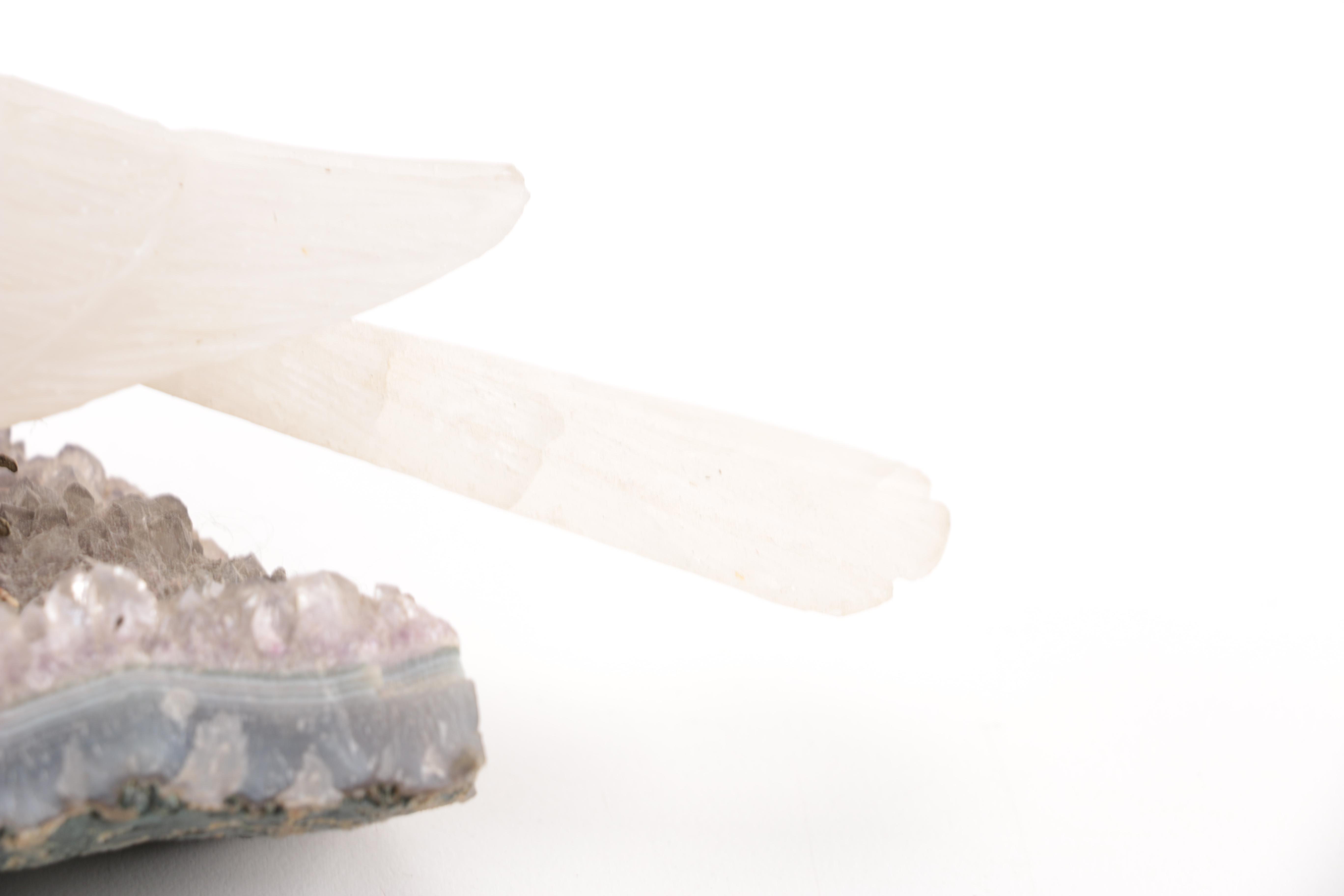 Aventurine and Quartz Toucan on Amethyst Base