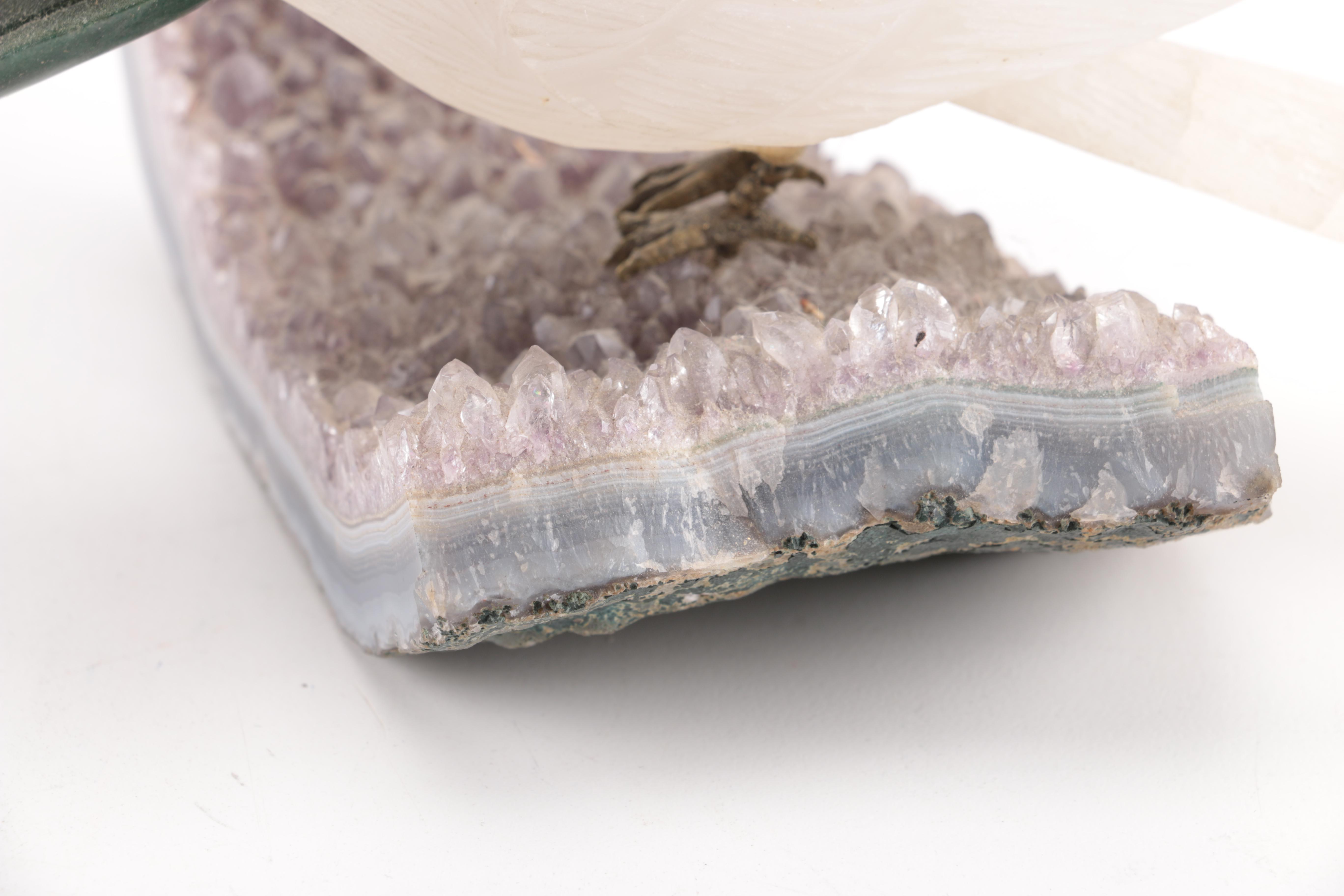 Aventurine and Quartz Toucan on Amethyst Base