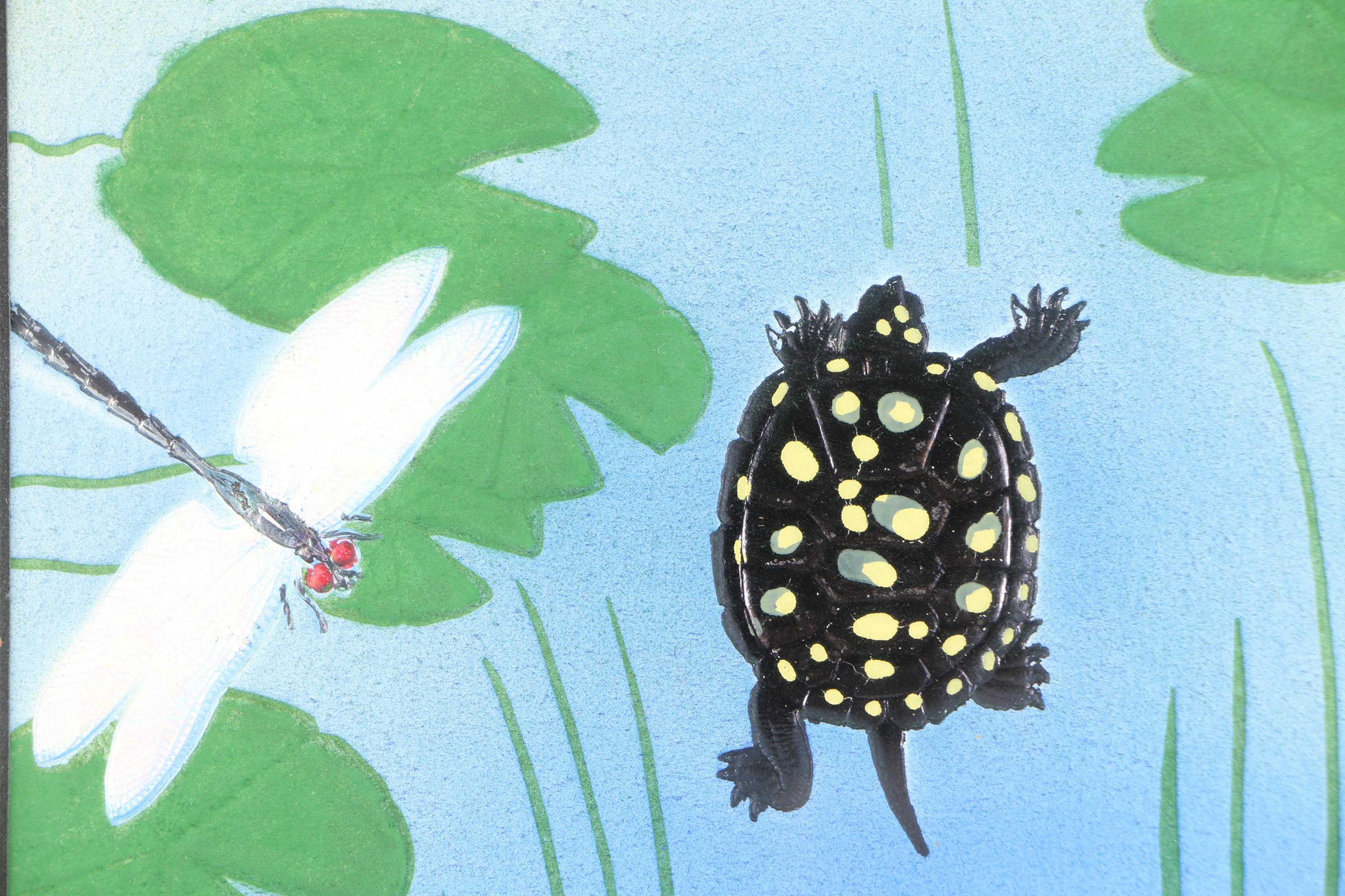 Chong Lim Limited Edition Gouche Painting on Embossed Paper "Spotted Turtle"