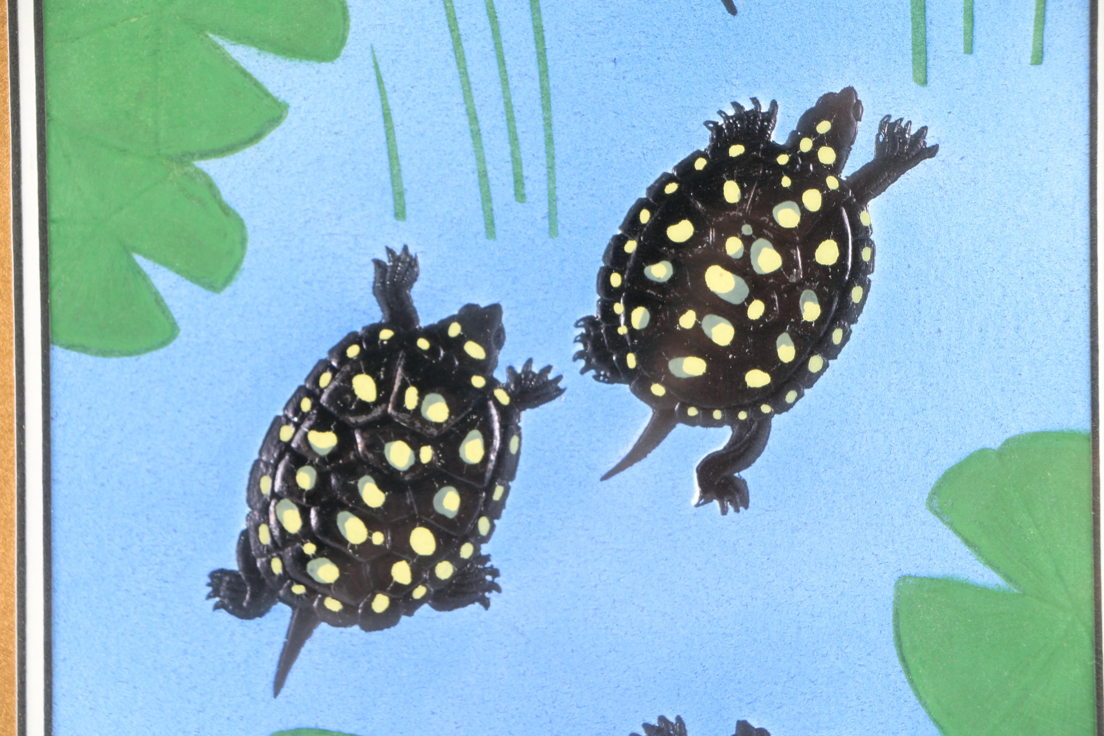 Chong Lim Limited Edition Gouche Painting on Embossed Paper "Spotted Turtle"