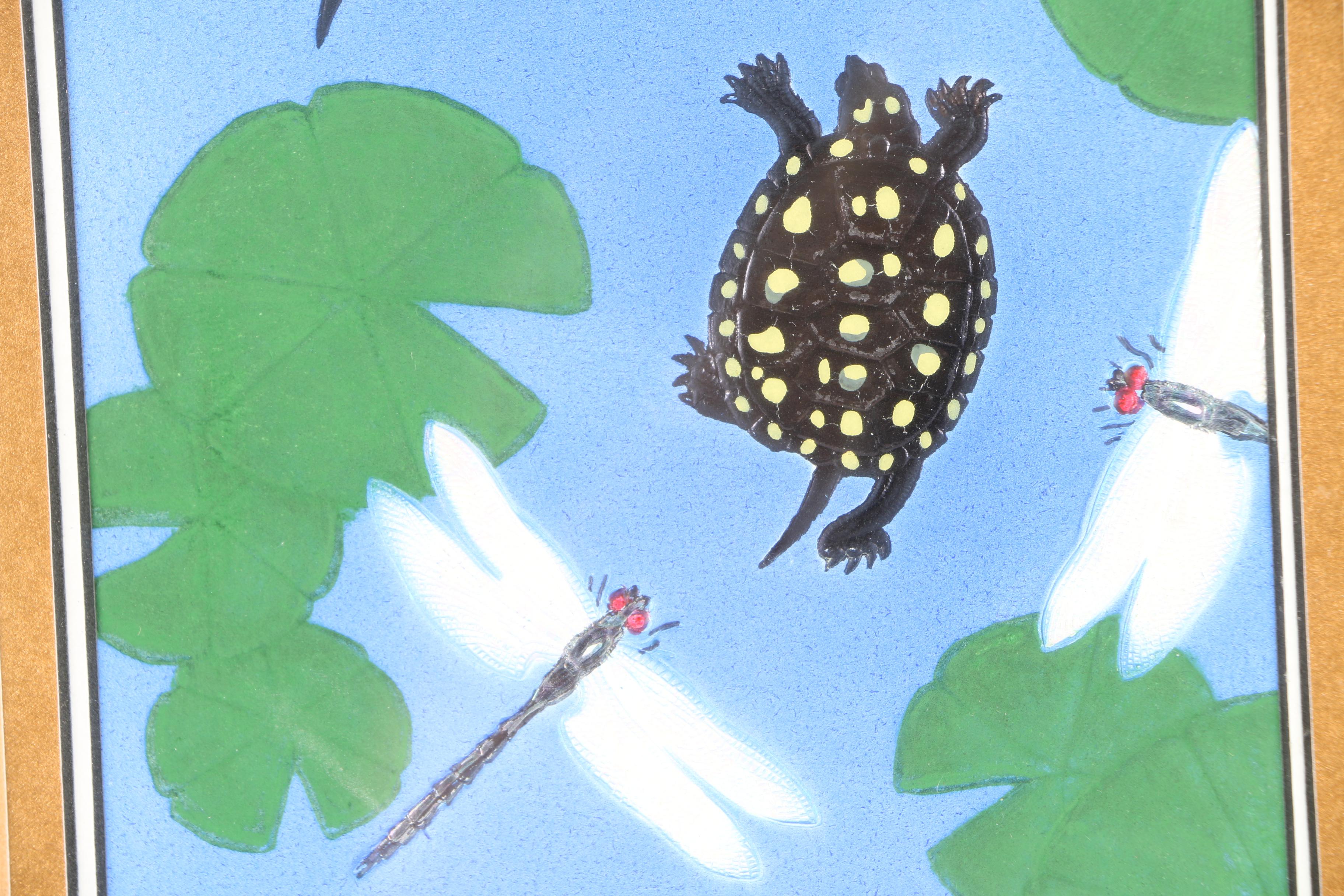 Chong Lim Limited Edition Gouche Painting on Embossed Paper "Spotted Turtle"