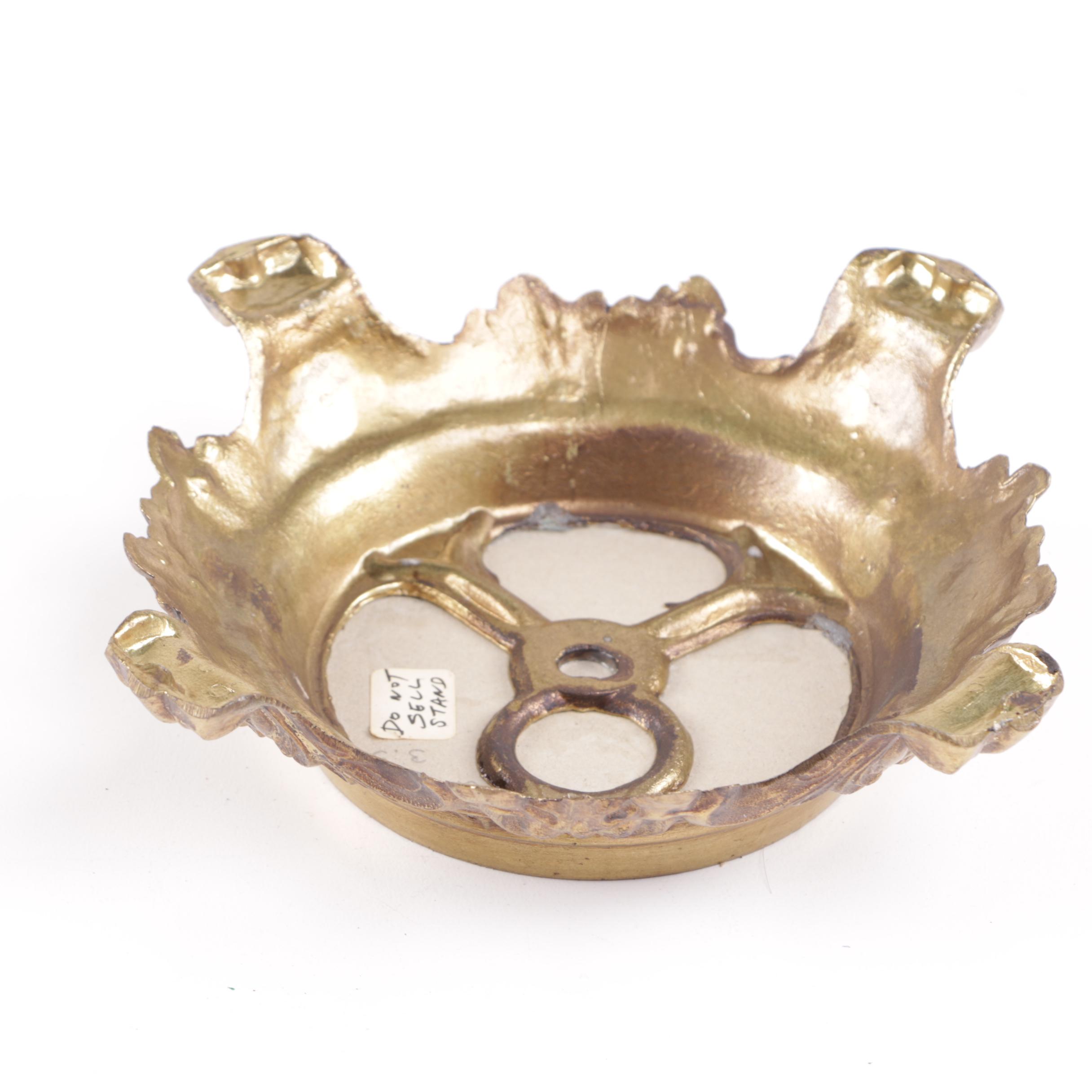Rococo Style Brass Pedestals with Apple Green Velvet Pads