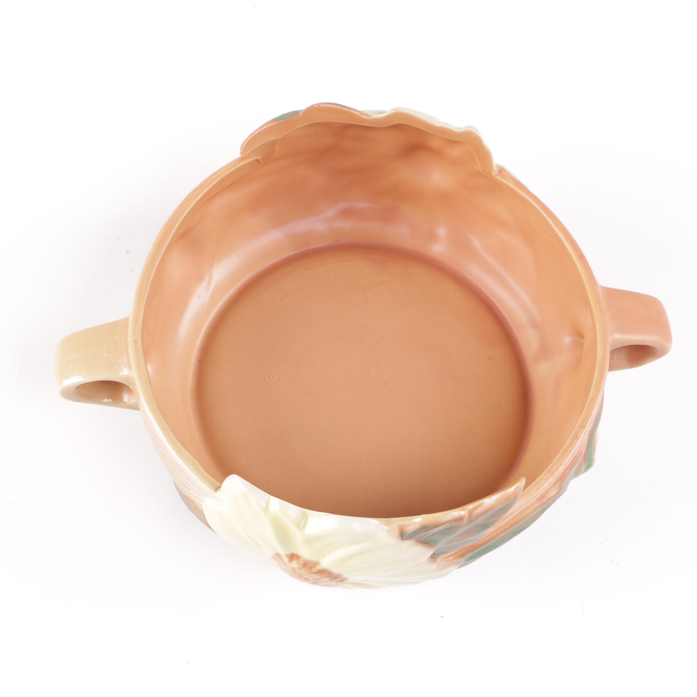 Reproduction Chinese Roseville Floral Motif Double Handled Ceramic Planter