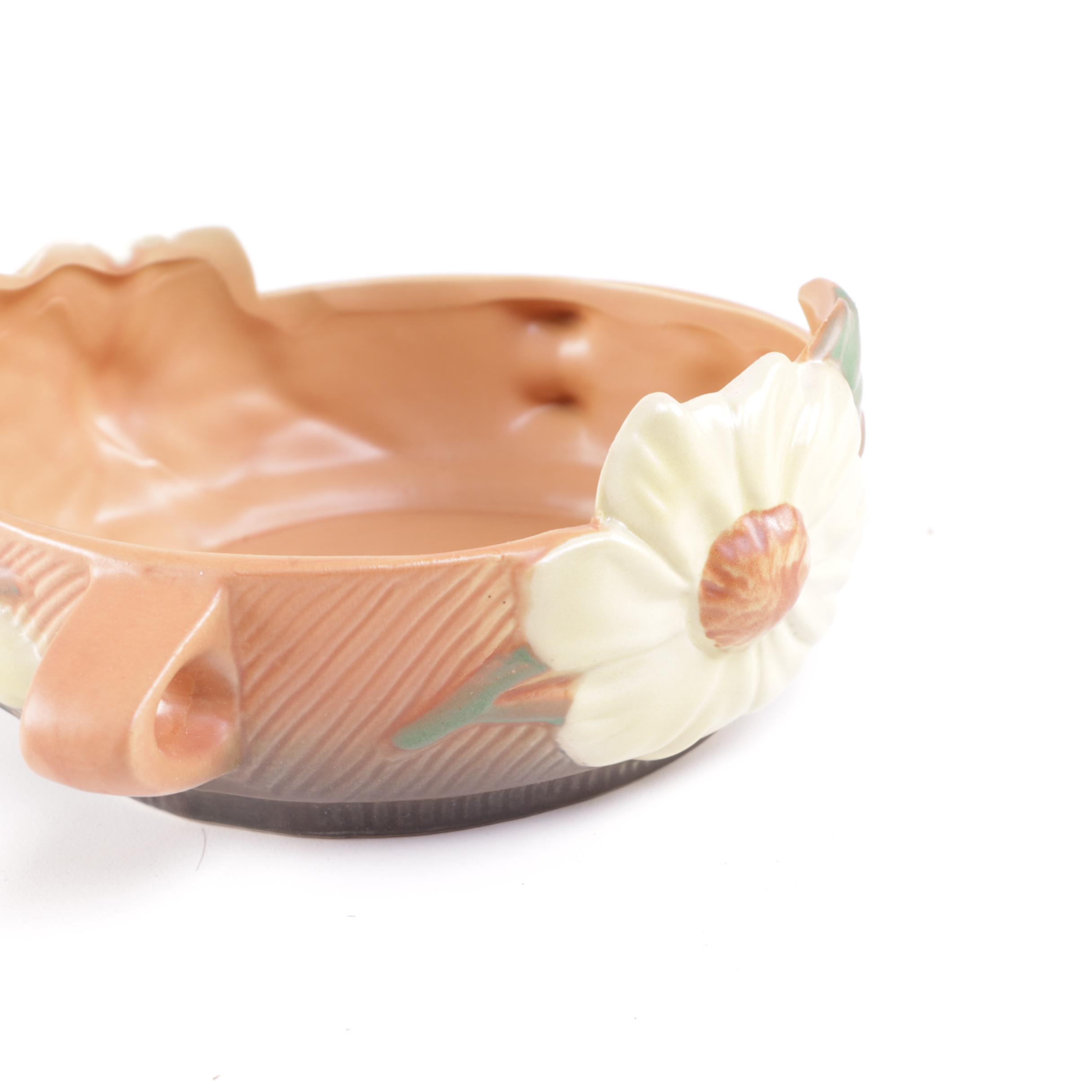 Reproduction Chinese Roseville Floral Motif Double Handled Ceramic Planter