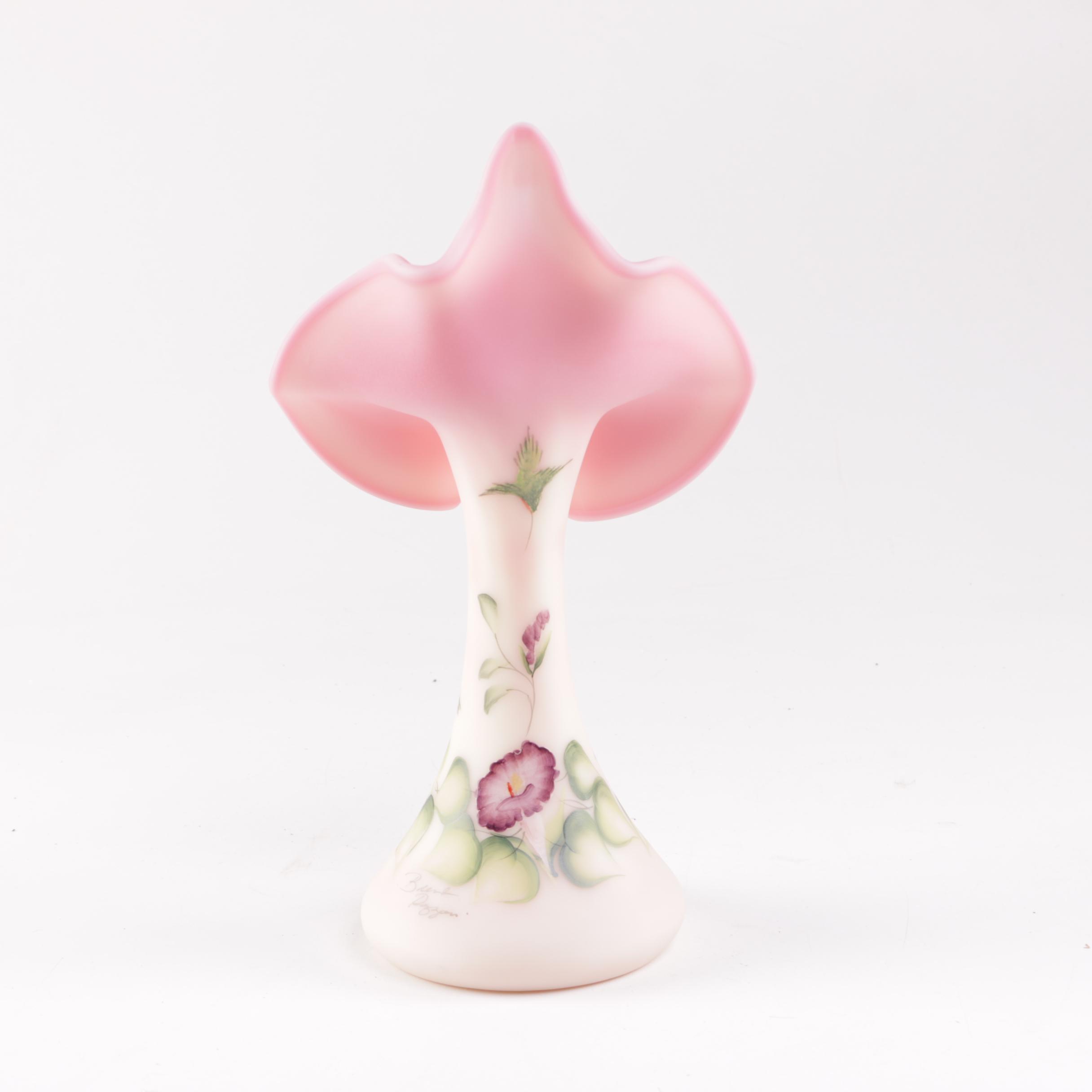 Fenton Signed Limited Edition "Jack in the Pulpit" Burmese Vase