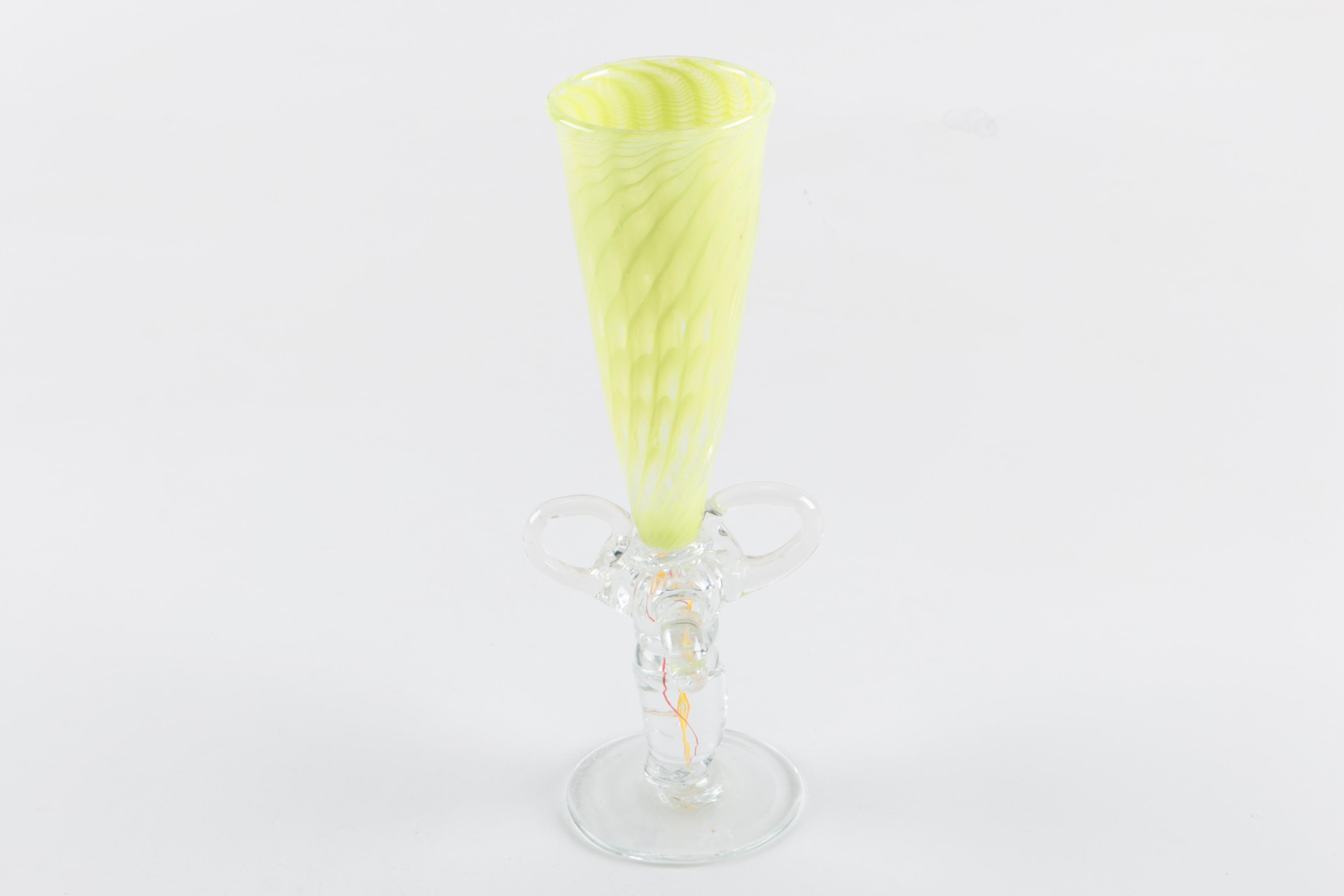 Signed Yellow Art Glass Vase