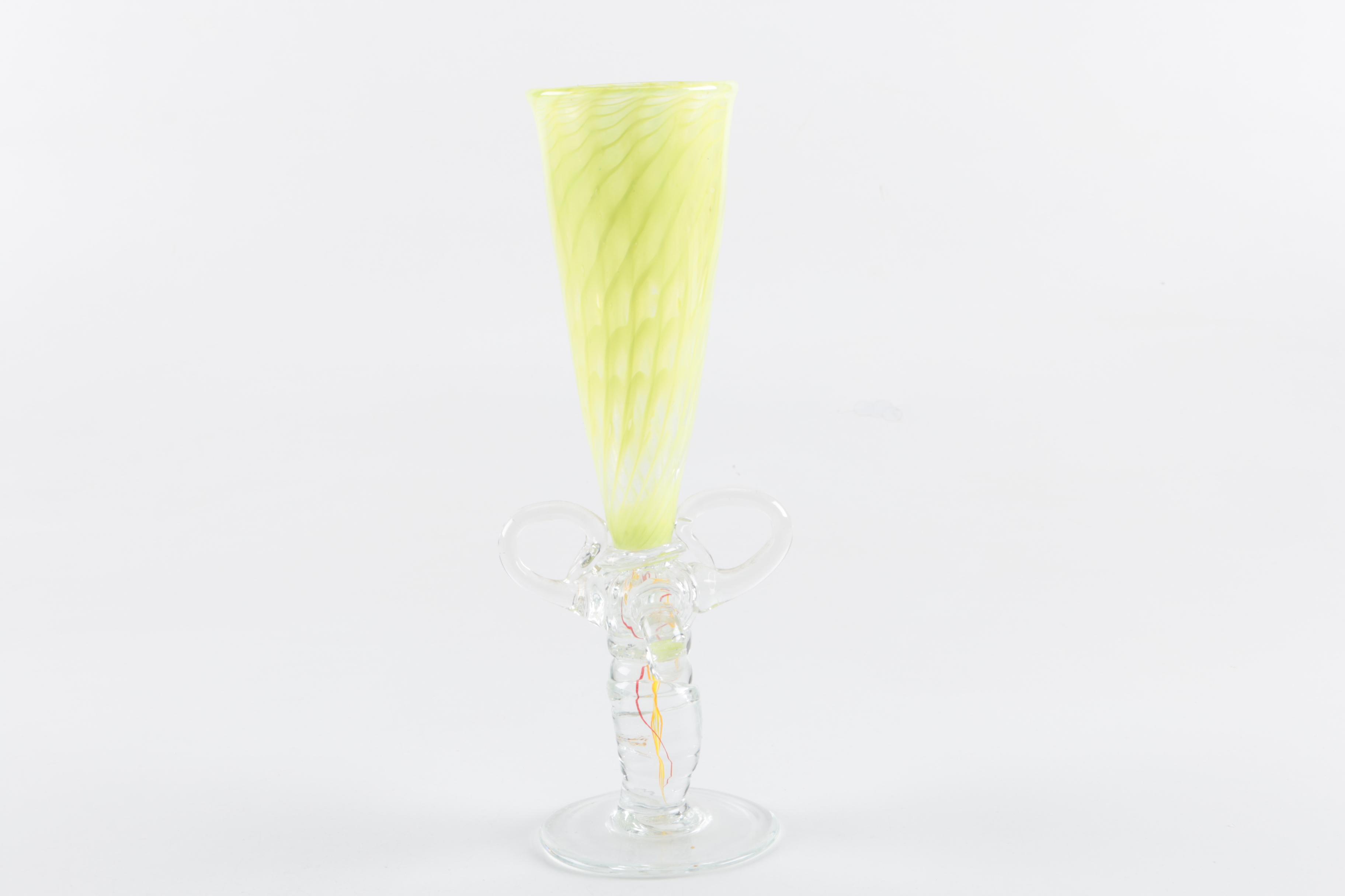 Signed Yellow Art Glass Vase