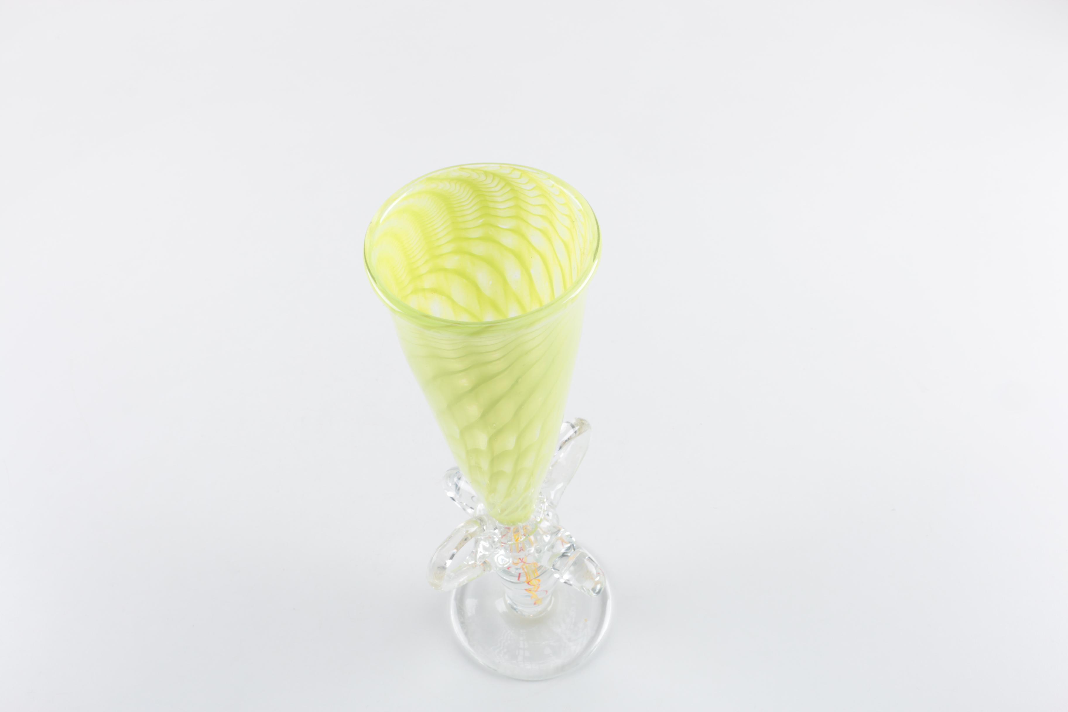 Signed Yellow Art Glass Vase