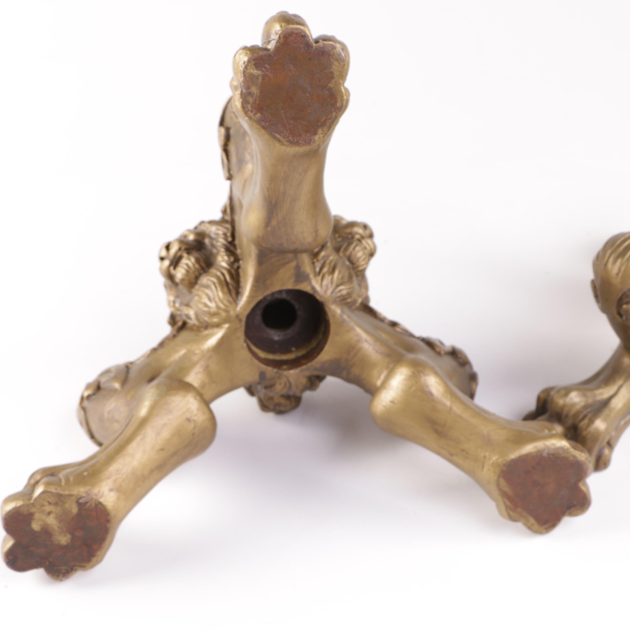 Pair of Gilt Wood Lion Paw Plant Stands