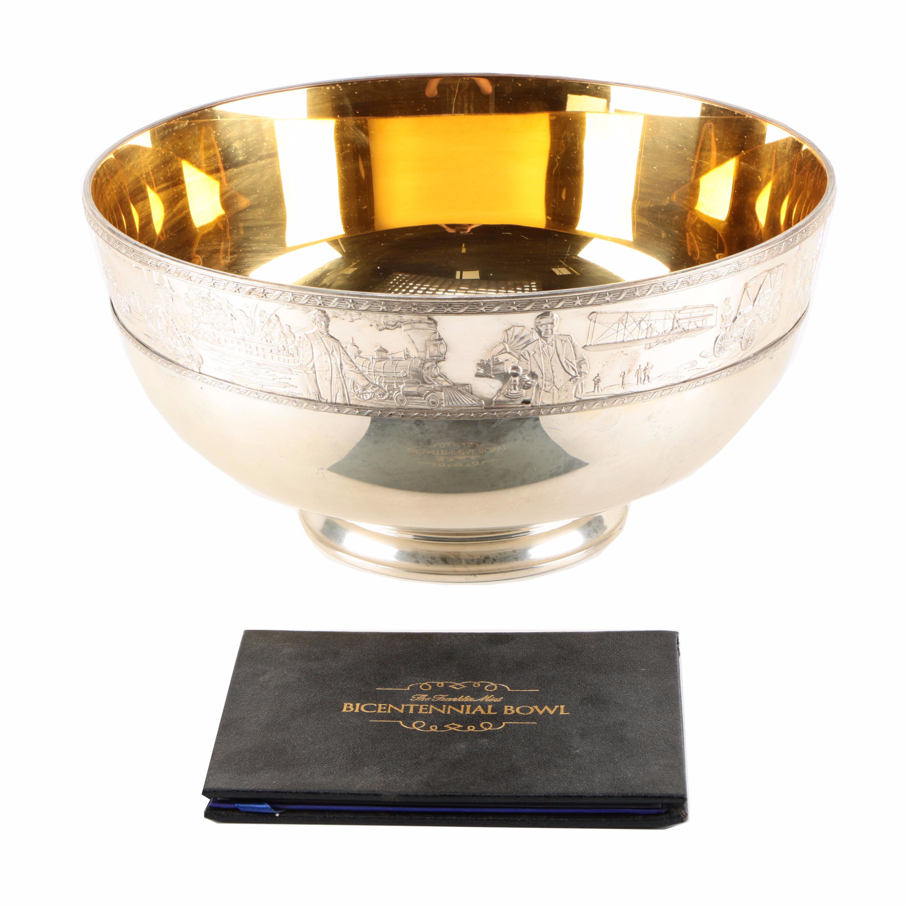 The Franklin Mint Sterling Silver "Bicentennial Bowl" with 24K Gold Lining