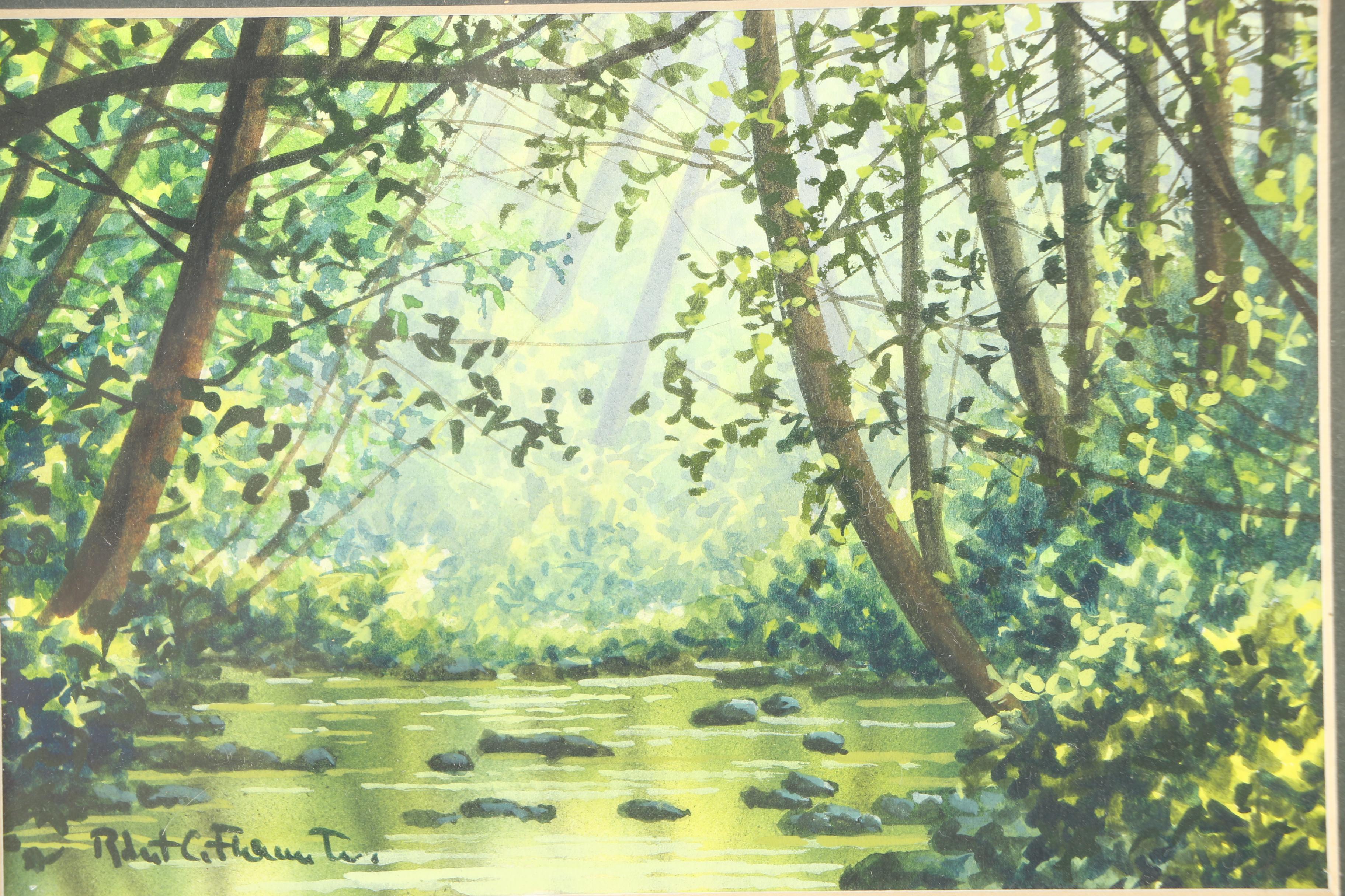 Signed Original Watercolor Painting of Swampland