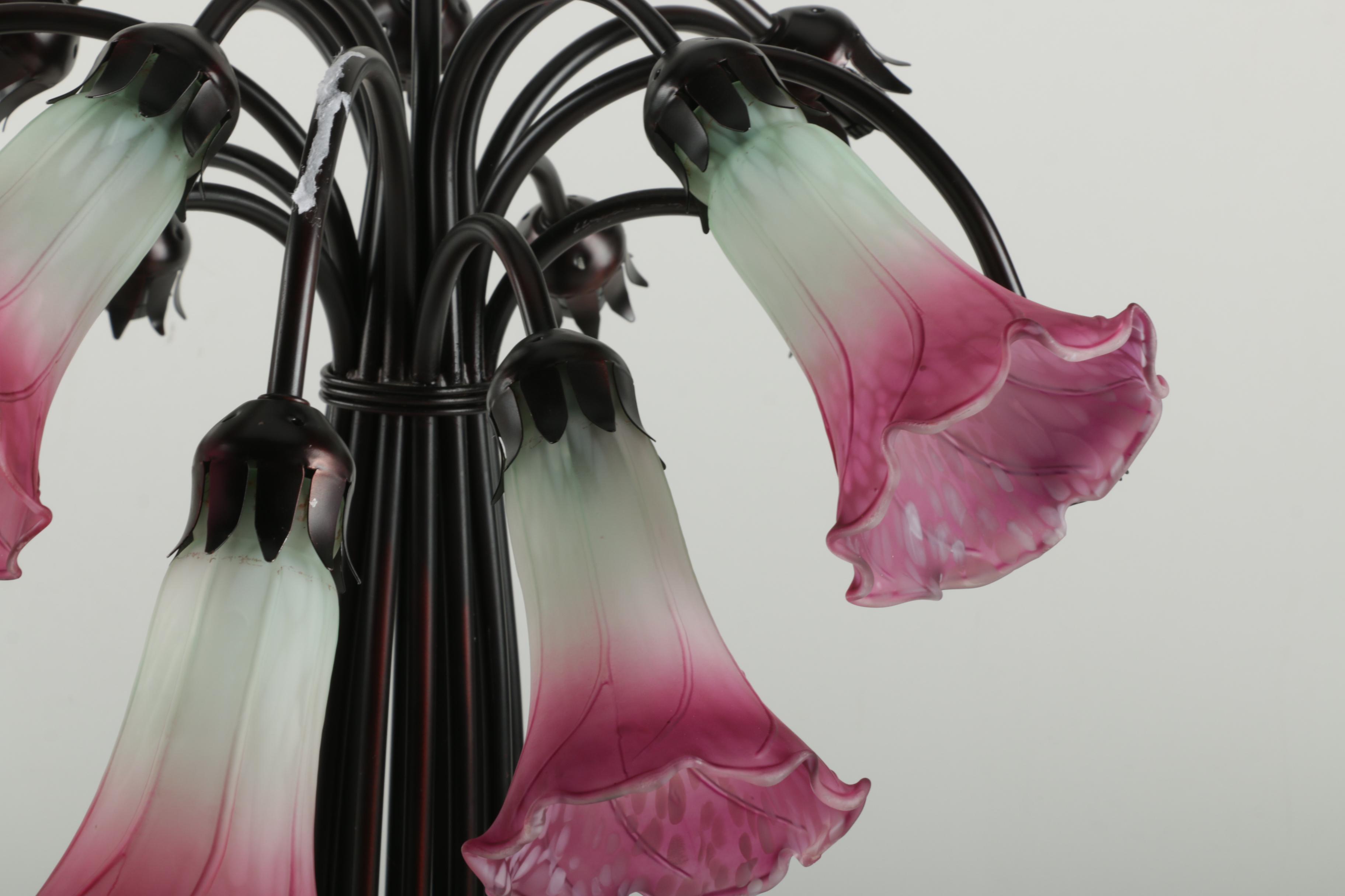 Pink and White Tulip Chanelier Table Lamp