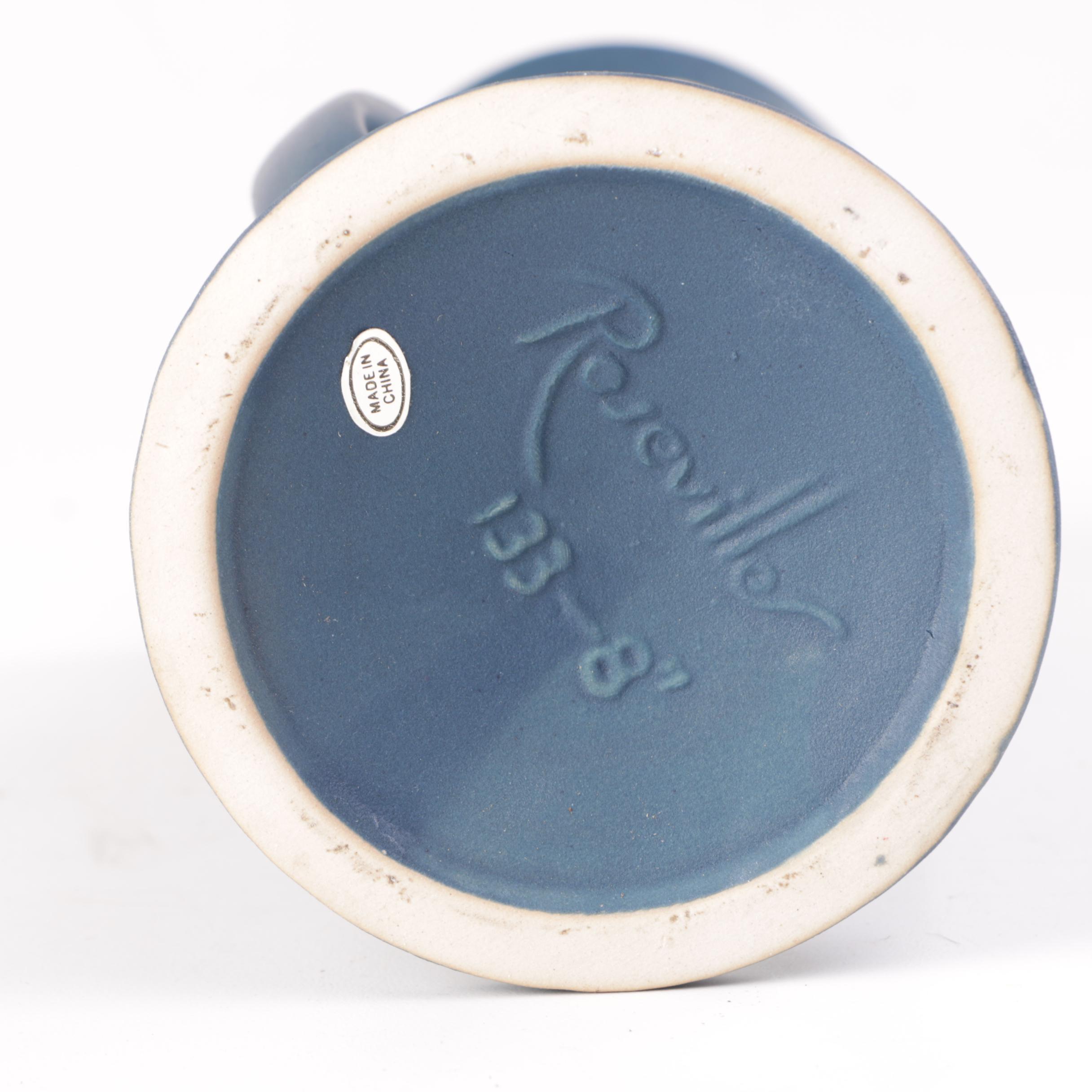 Reproduction Chinese Roseville Dual Handled Floral Motif Ceramic Vases