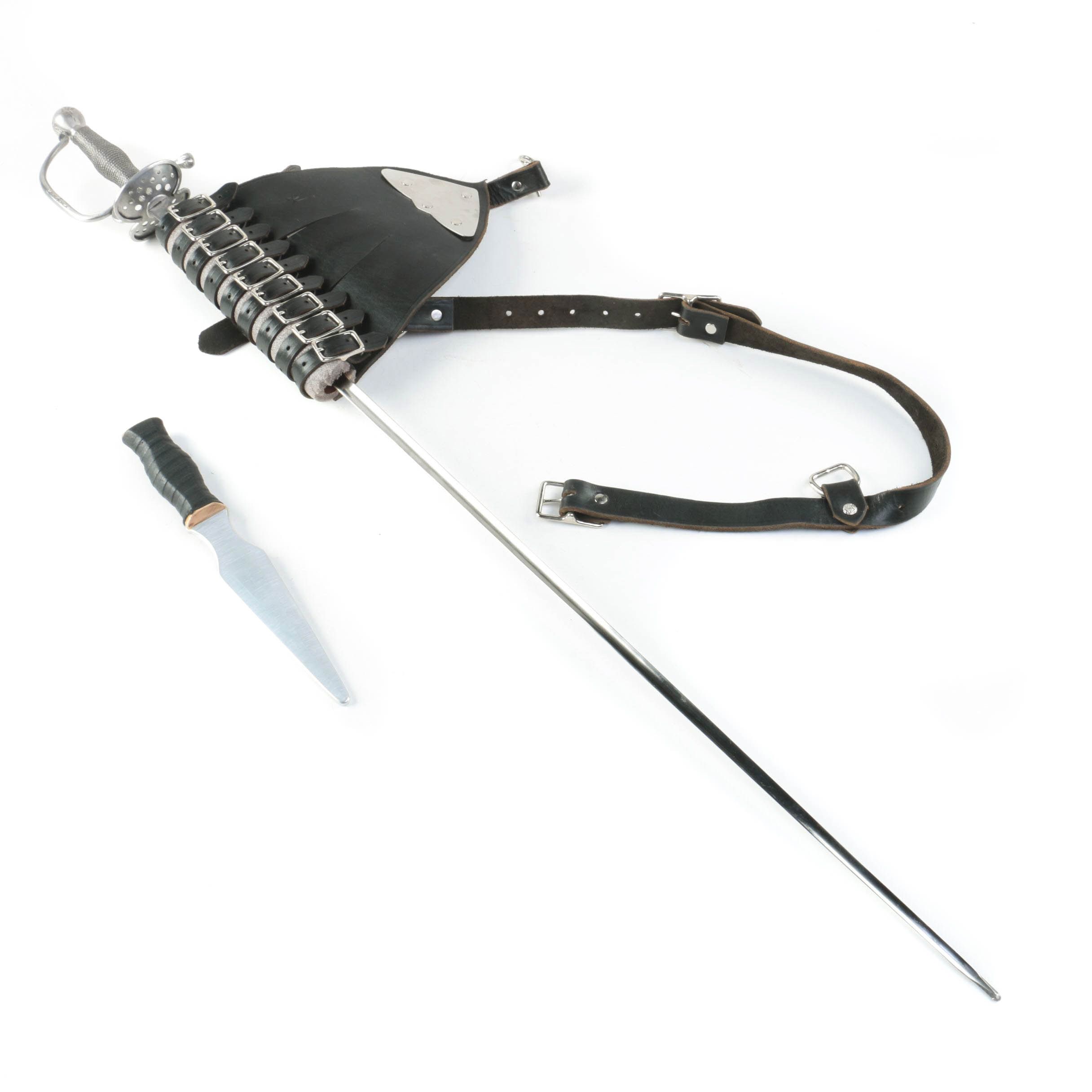 Reproduction Rapier, Dagger, and Belt with Frog Set
