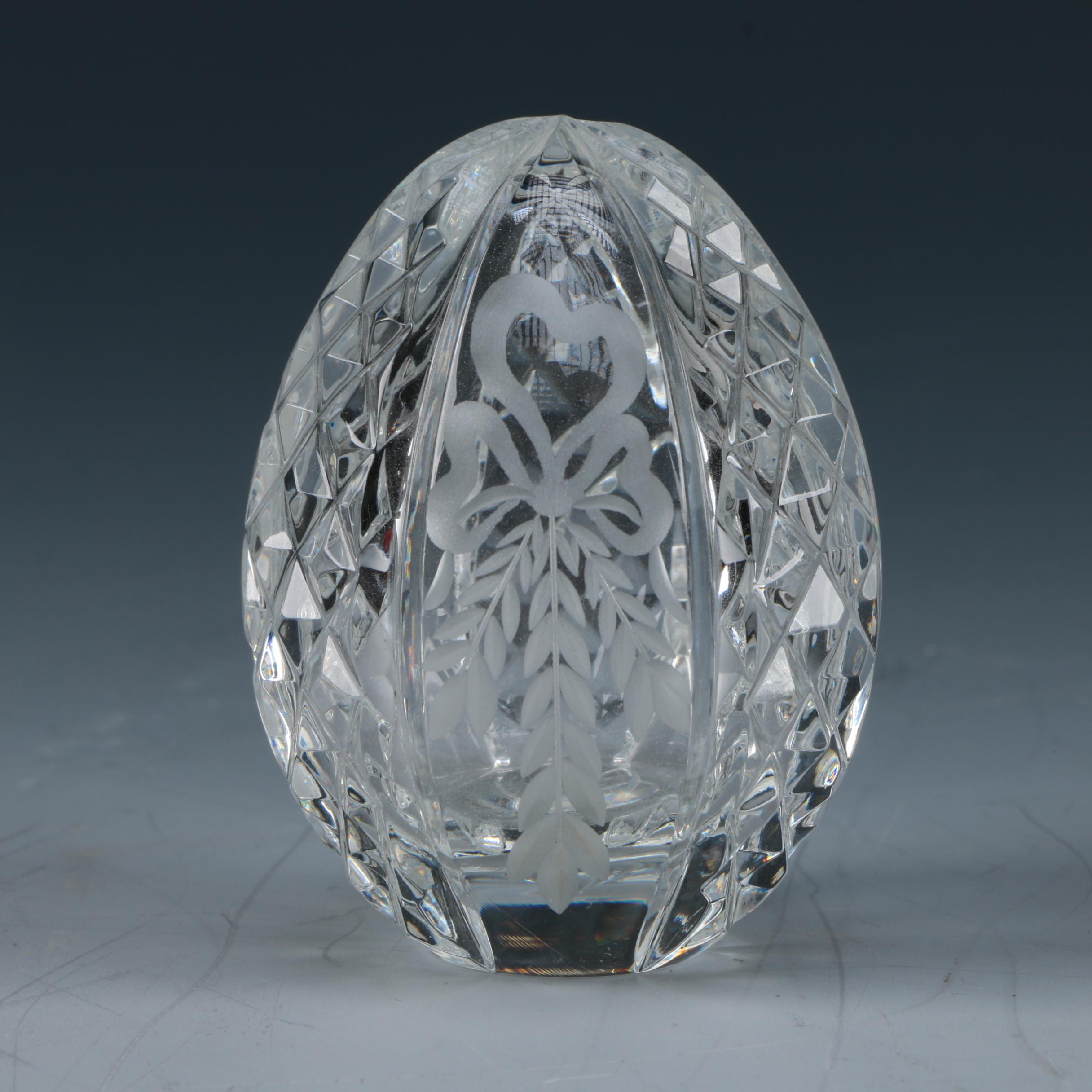 Signed Fabergé Crystal Egg with Original Box