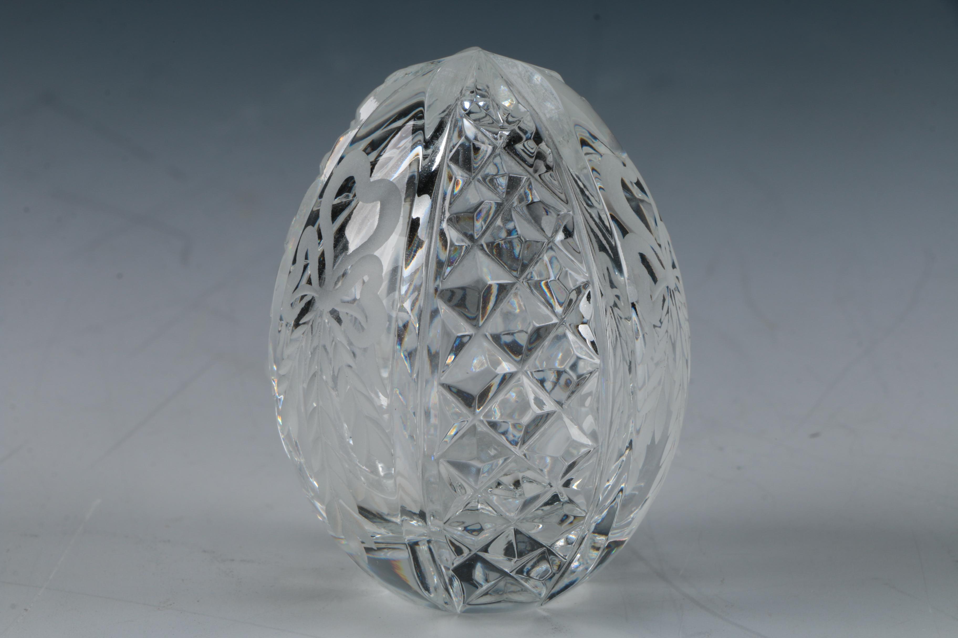 Signed Fabergé Crystal Egg with Original Box