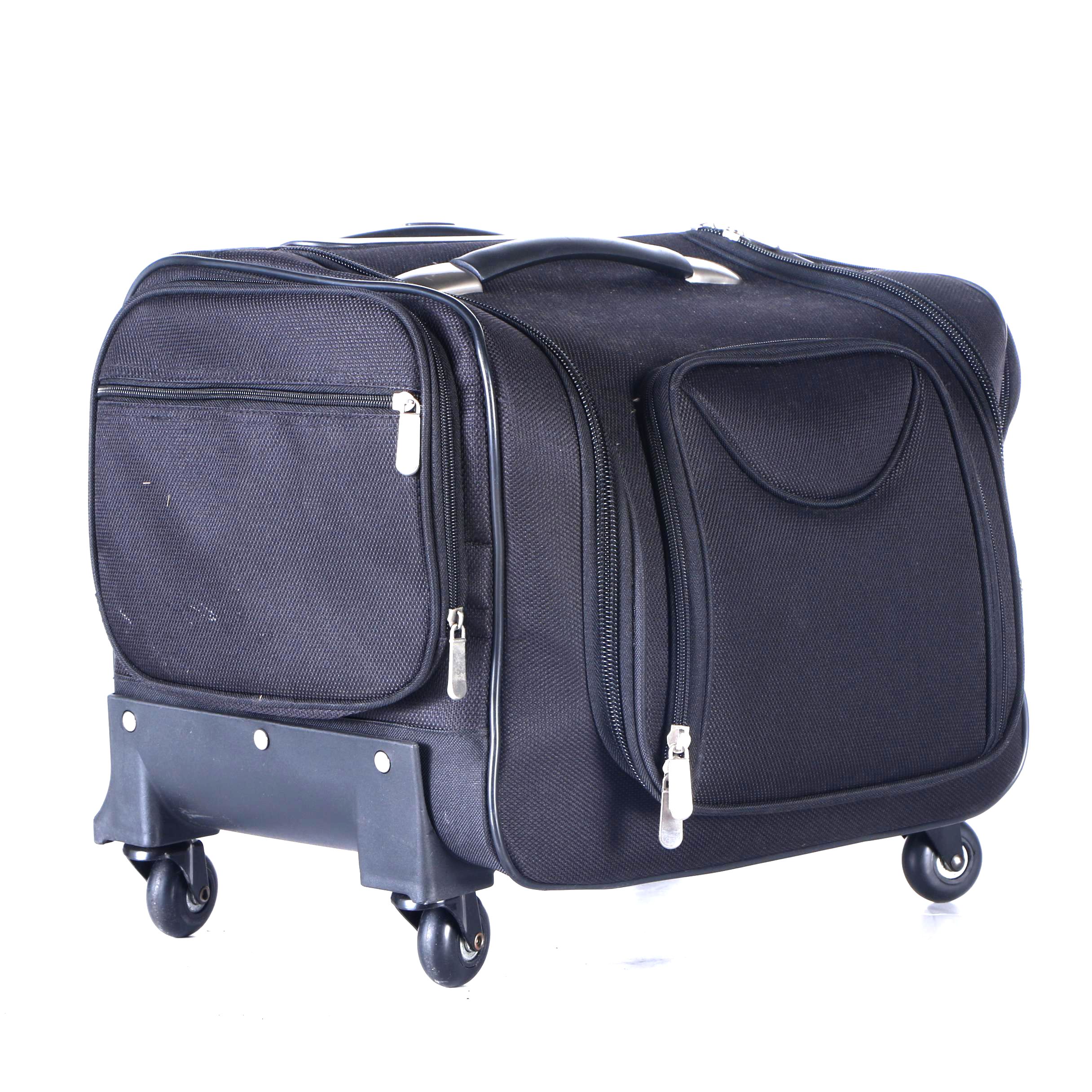 Black Nylon Toiletry Under Seat Luggage Bag with Wheels