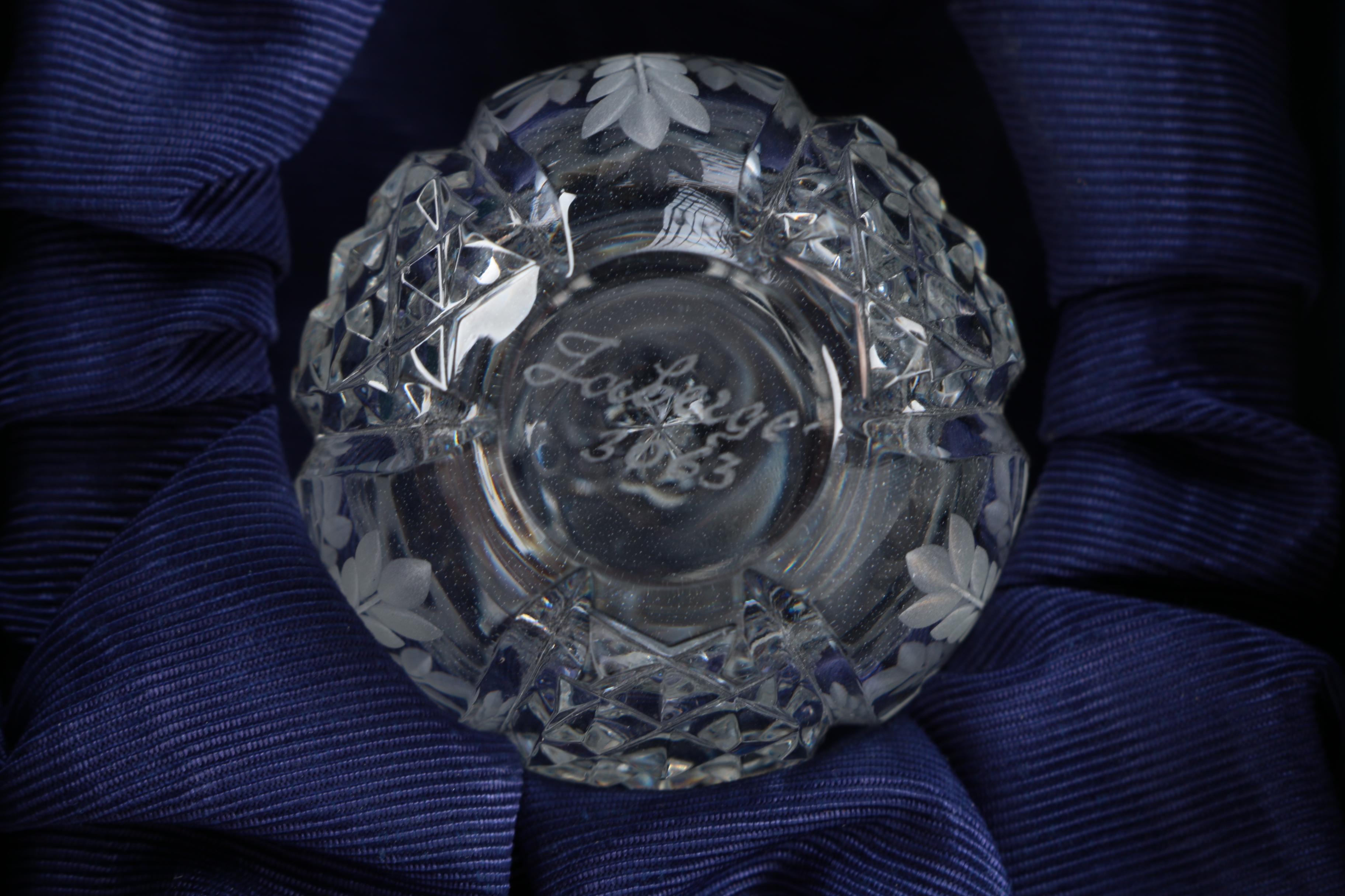 Signed Fabergé Crystal Egg with Original Box